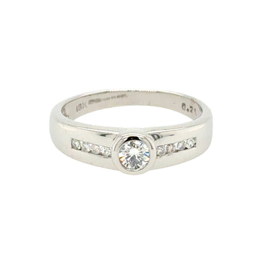 0.23ct Round Brilliant Diamond Rubover Solitaire Ring 18ct White Gold