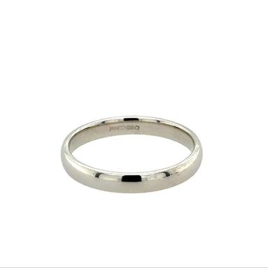18ct White Gold 3mm D Profile Wedding Band Berker Bros Size M