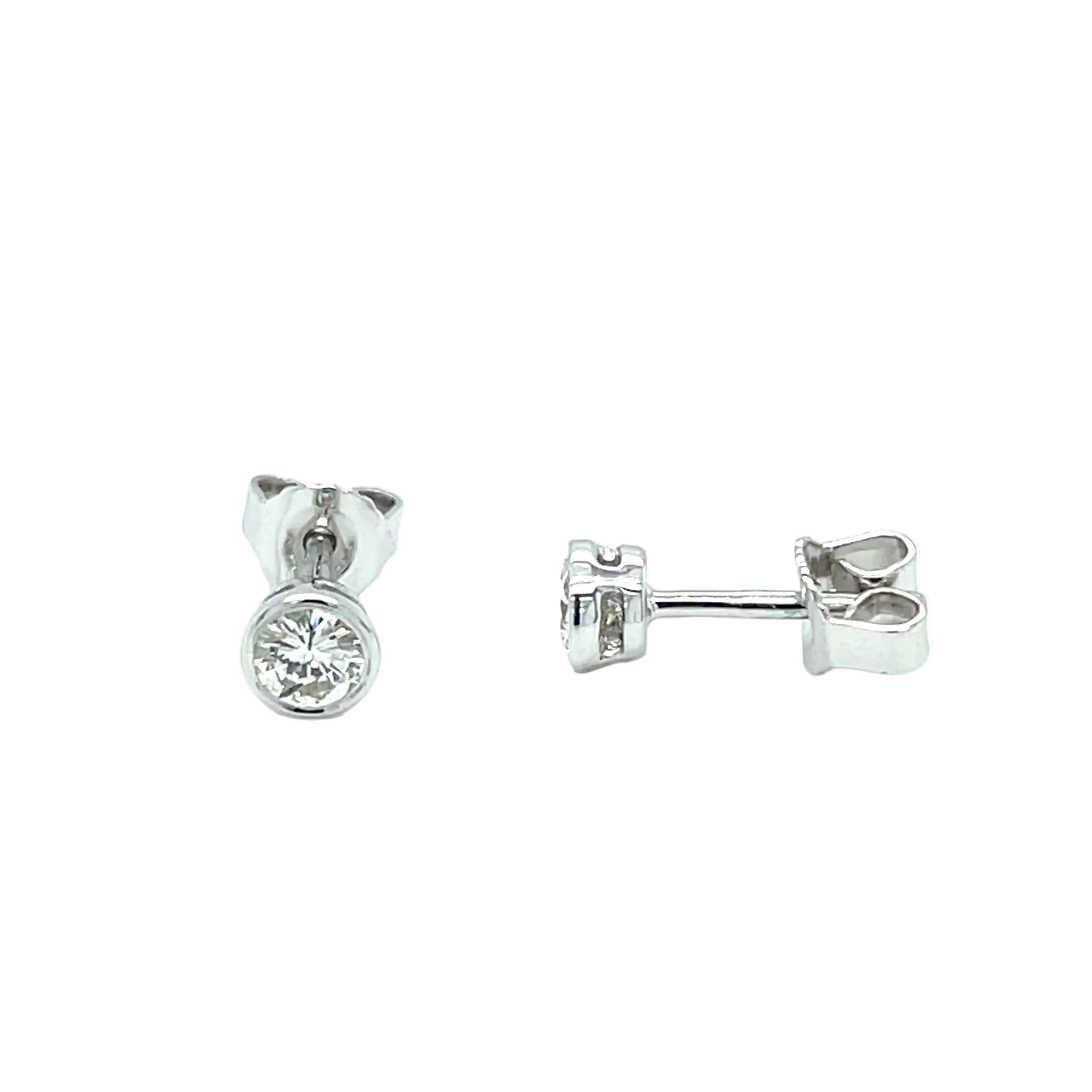 18ct White Gold 0.38ct Round Brilliant Cut Diamond Bezel Set Stud Earrings