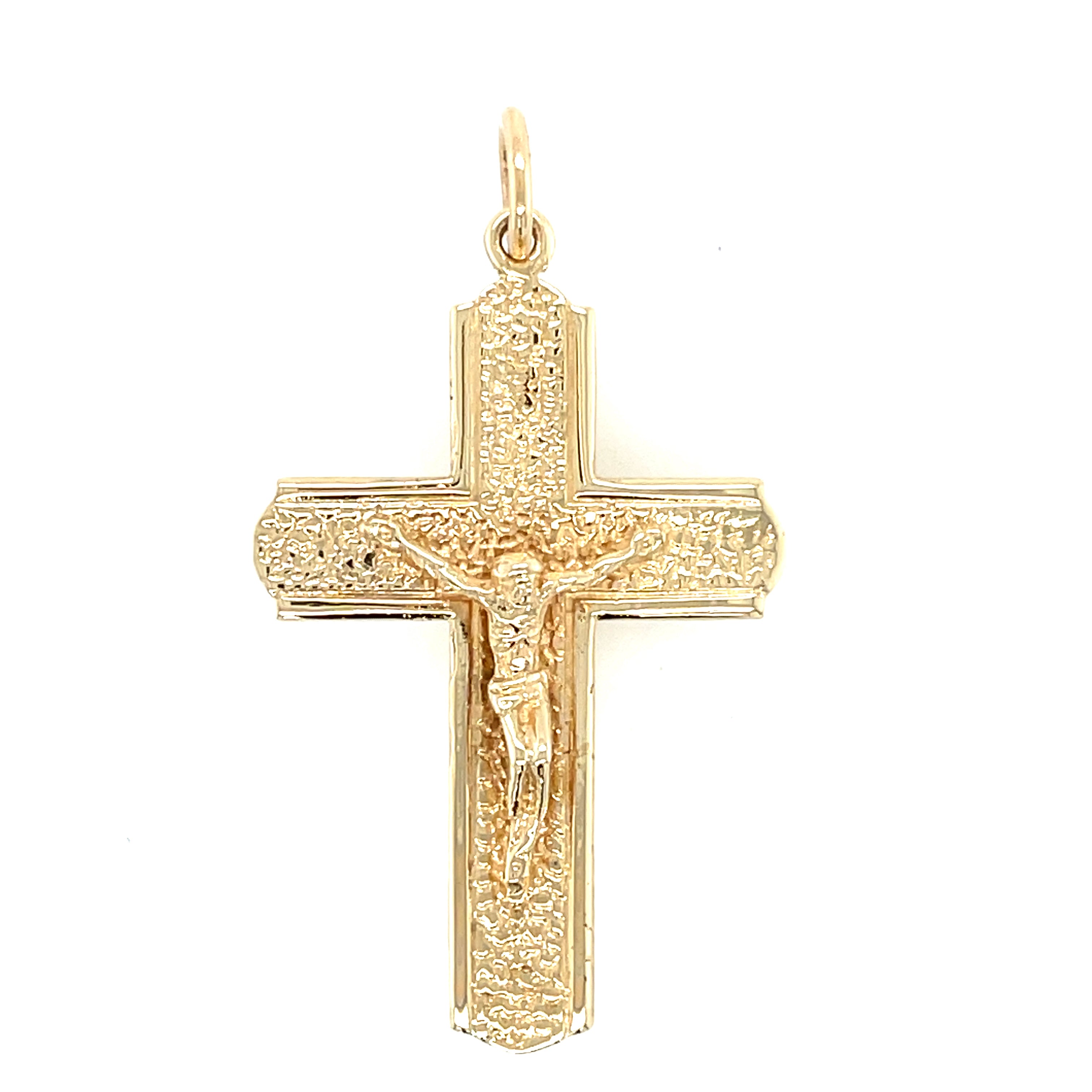 9ct Yellow Gold Patterned Crucifix Pendant