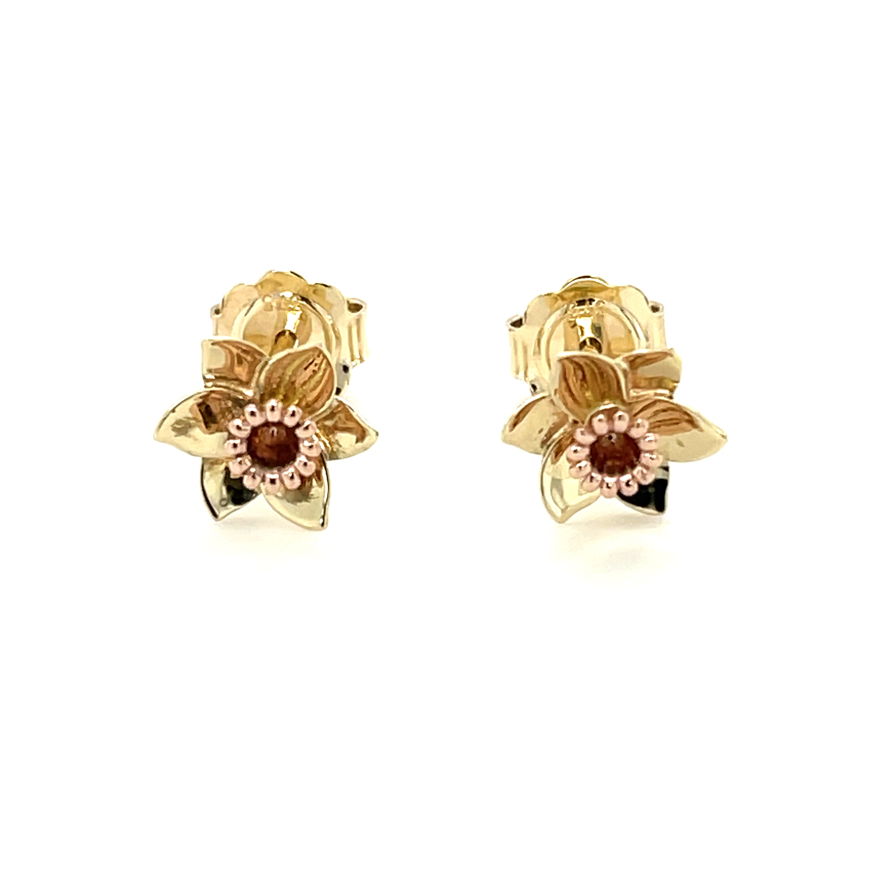 CLOGAU 9ct Gold Daffodil Stud Earrings DE3