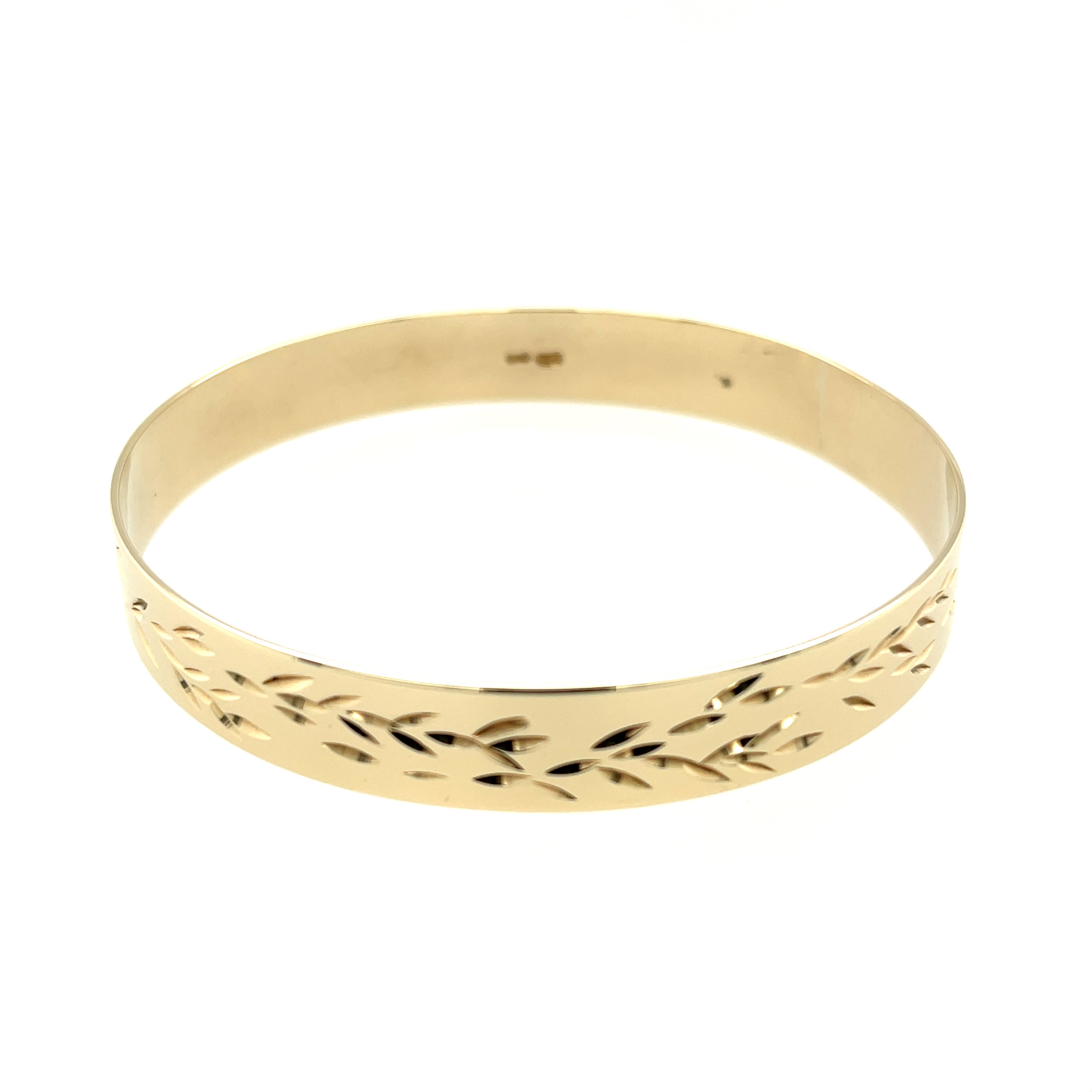 9ct Yellow Gold Patterned 10mm Solid Slave Bangle 16.06g