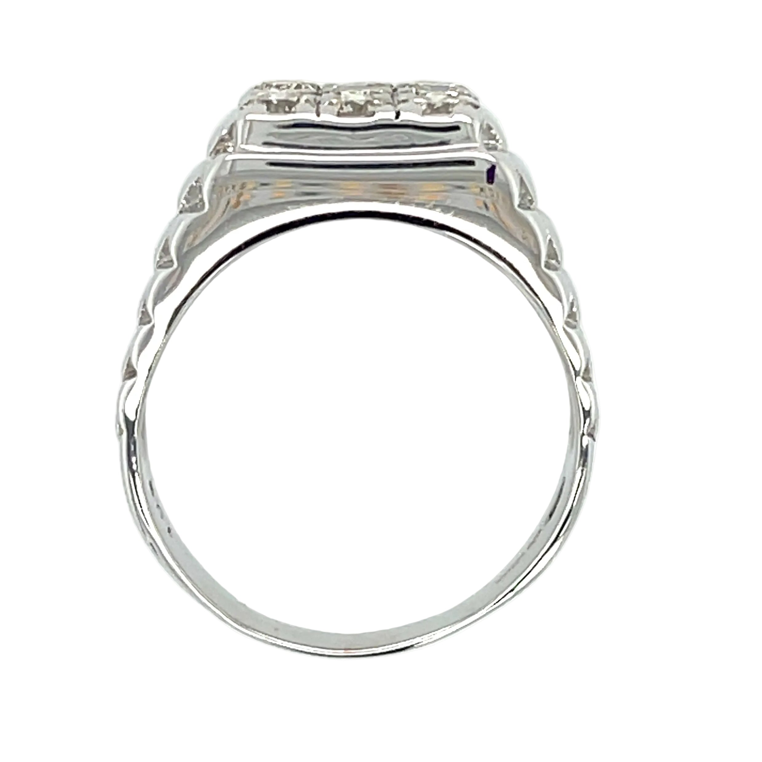 18ct White Gold 1.00ct Diamond Square Signet Ring