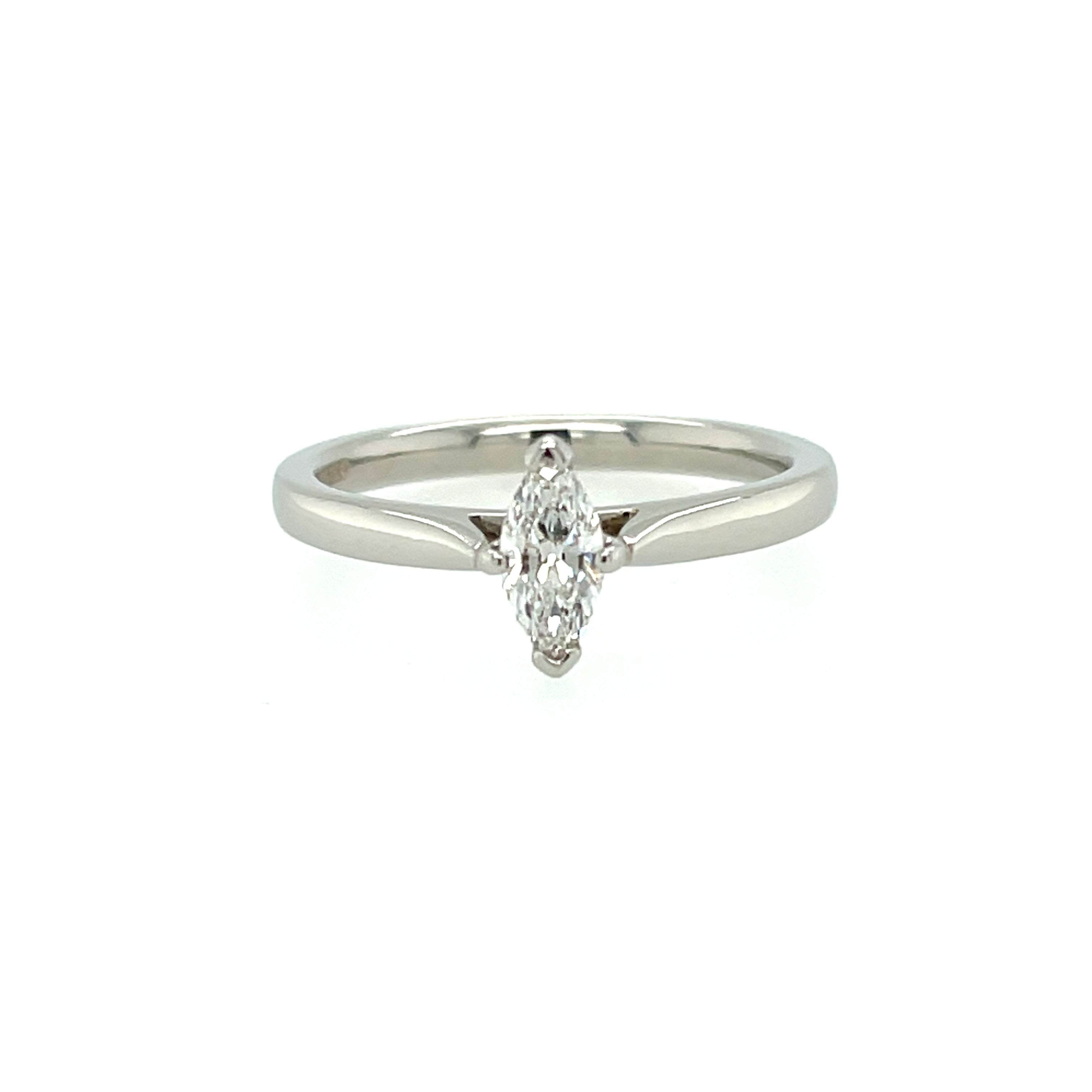 Platinum GIA Certified E IF 0.31ct Marquise Brilliant Cut Diamond Solitaire Ring