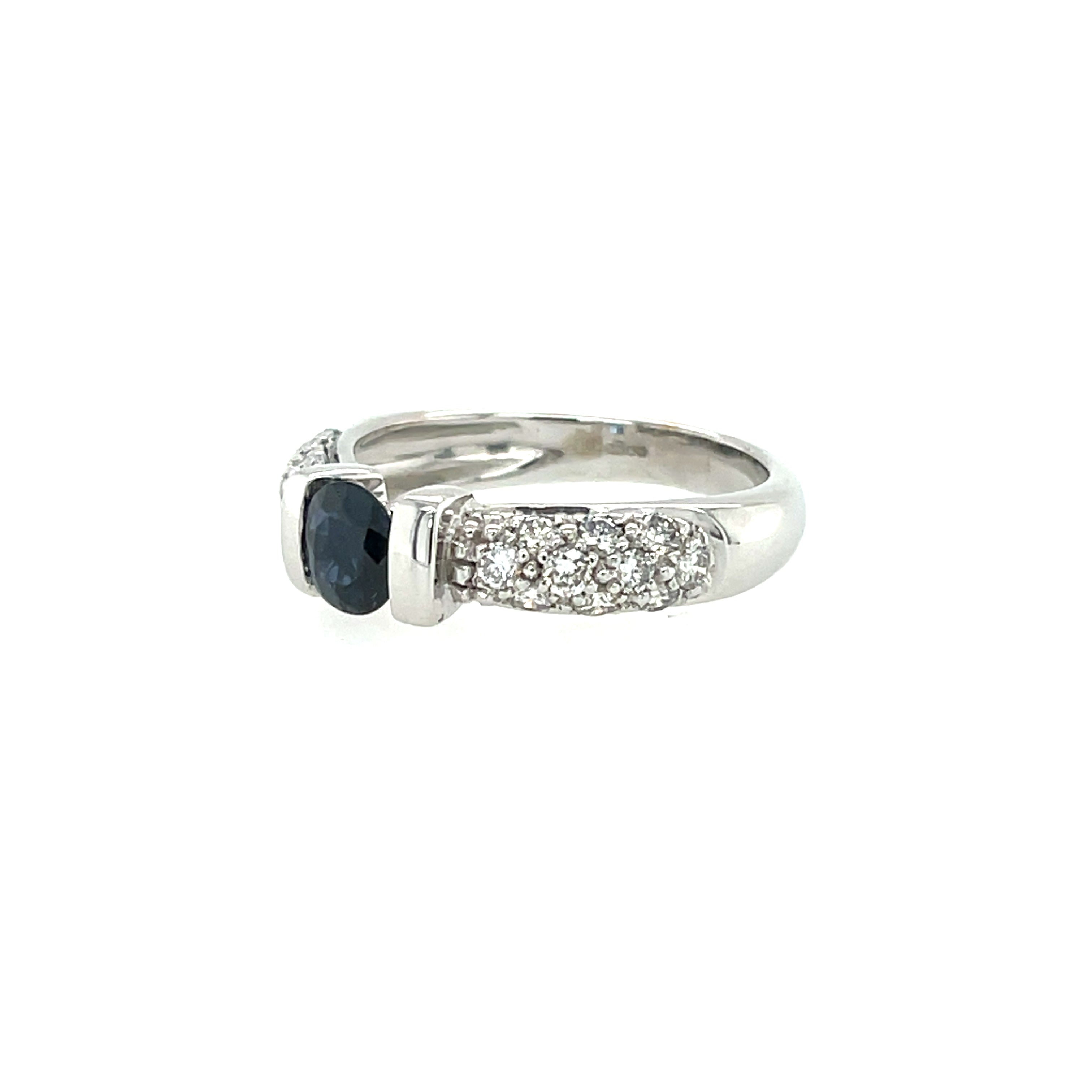14ct White Gold 0.63ct Sapphire & 0.60ct Diamond Cocktail Ring