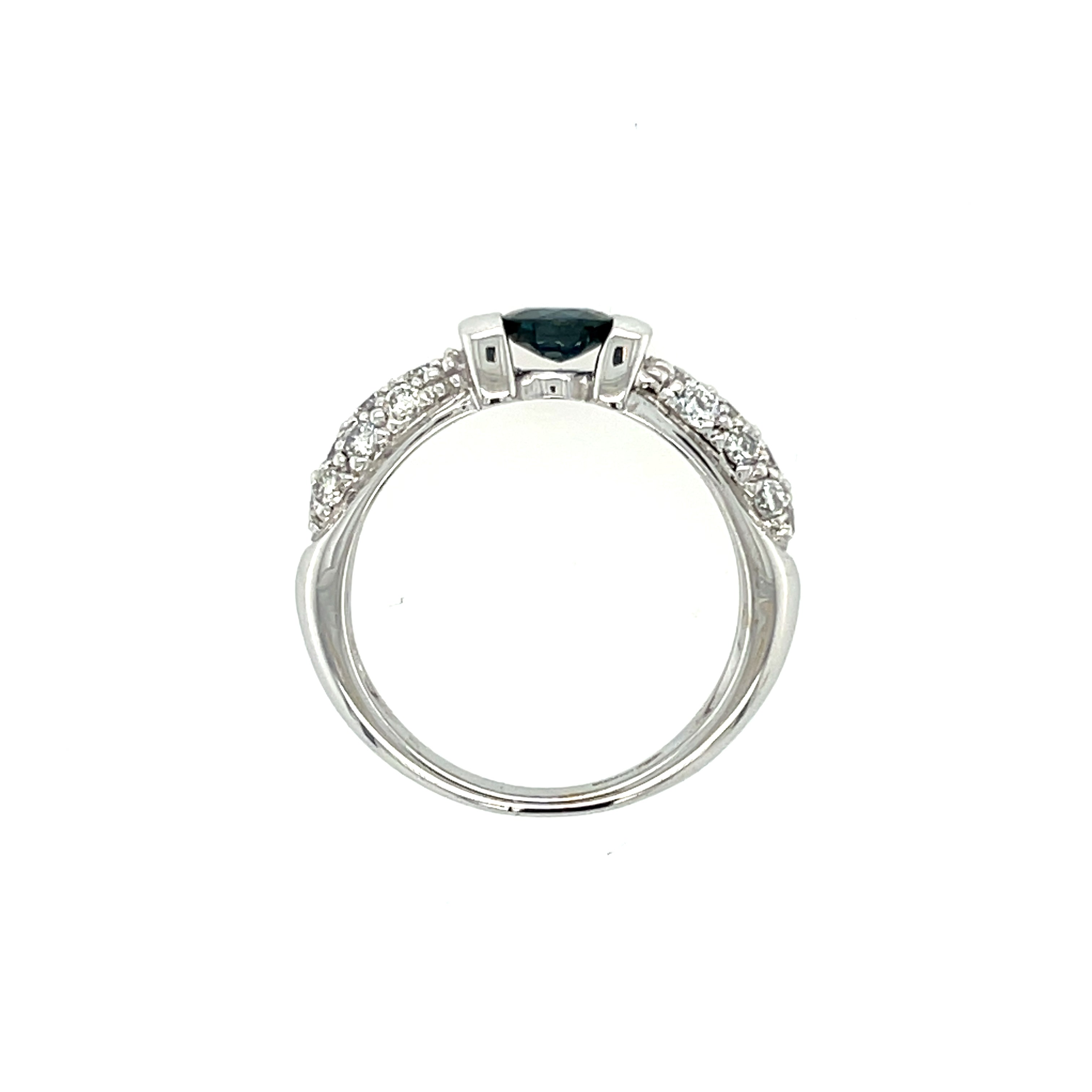 14ct White Gold 0.63ct Sapphire & 0.60ct Diamond Cocktail Ring