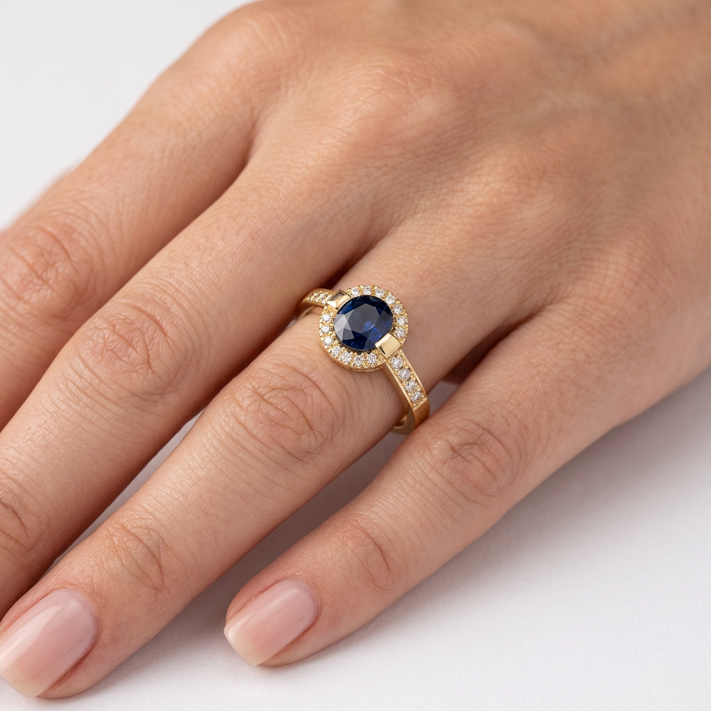 18ct Yellow Gold 1.01ct Sapphire & Diamond Dress Ring