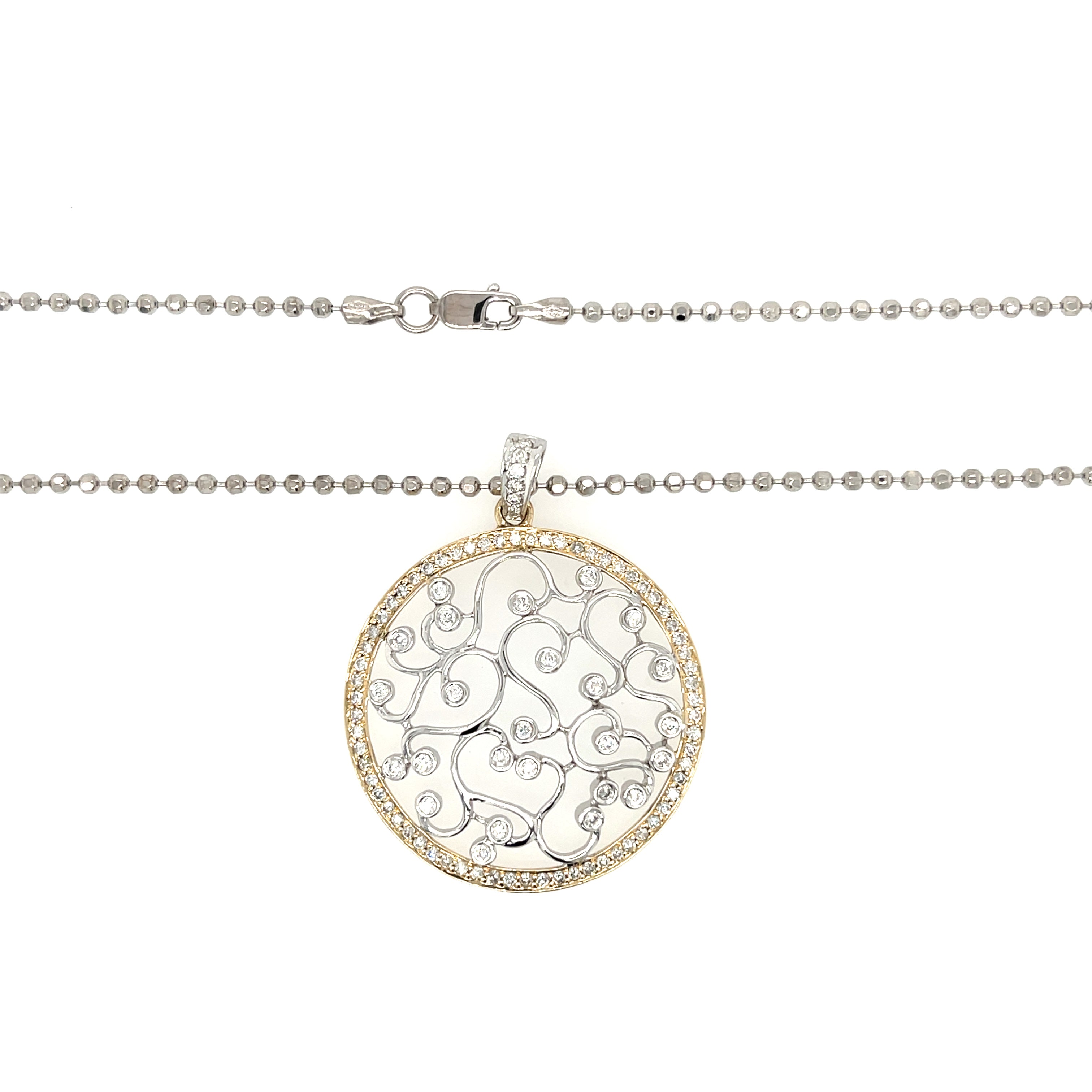 Yellow & White Gold 1.00ct Diamond Circle Pendant Necklace