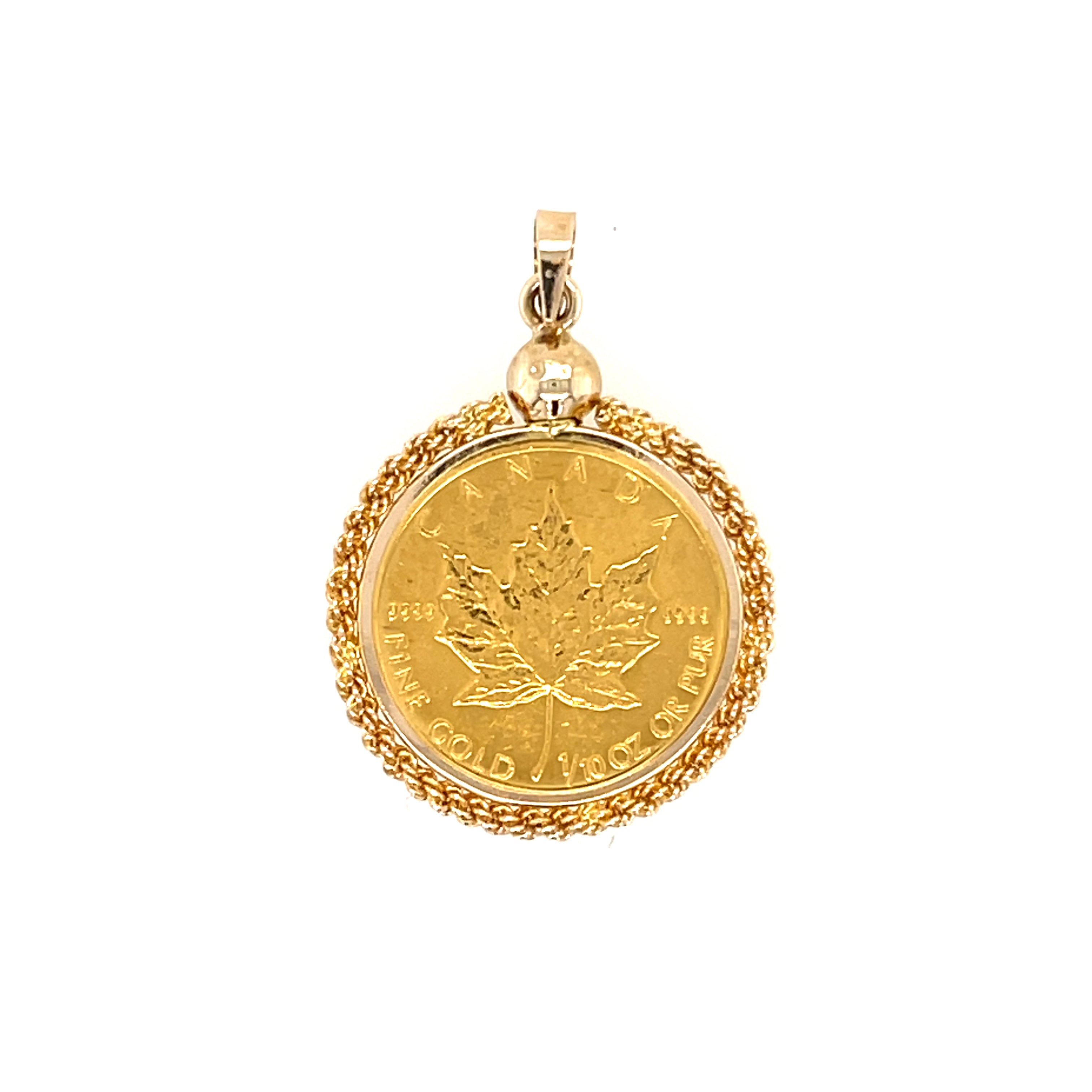 Tenth Ounce Gold Canadian Maple Leaf Pendant