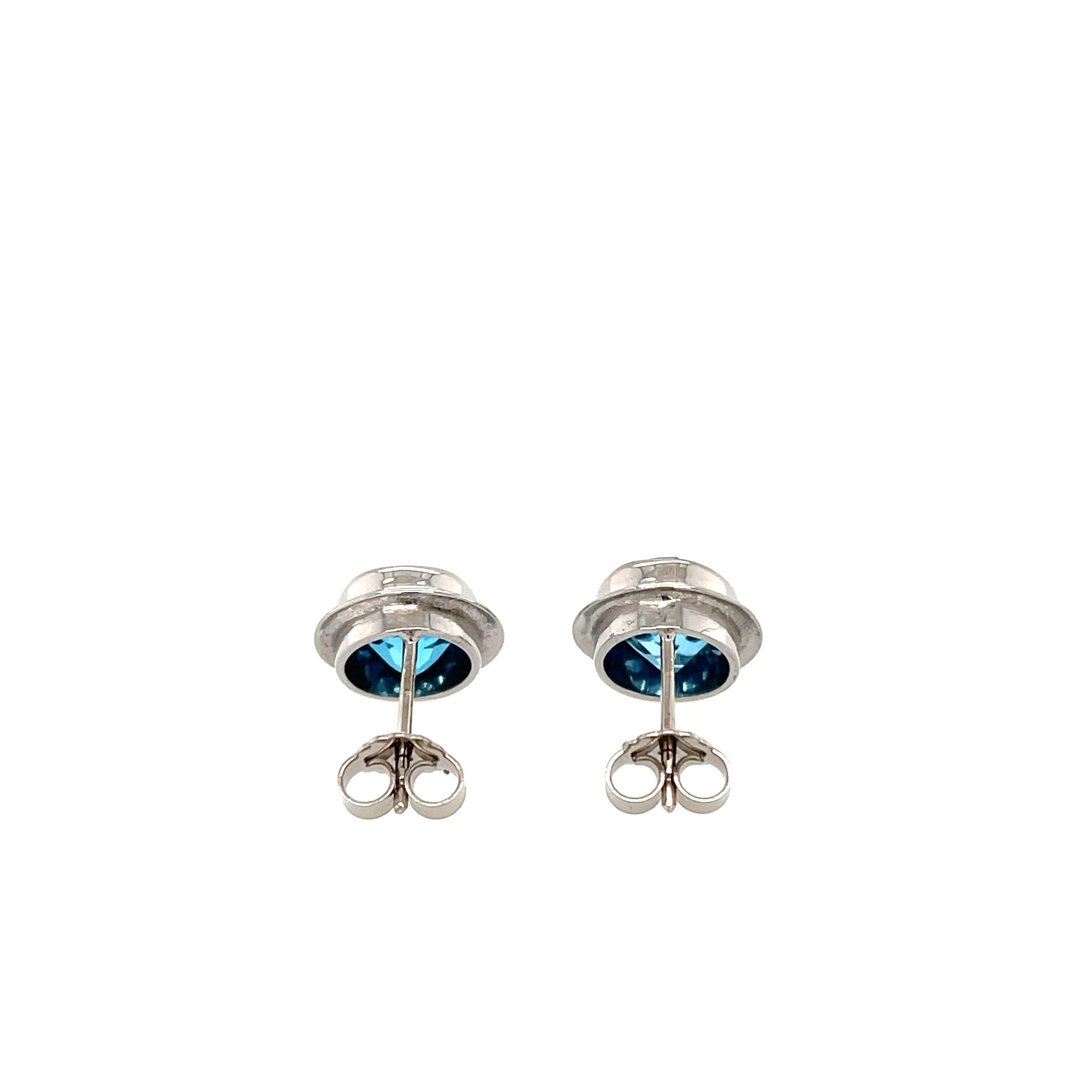 18ct White Gold 6.80ct Oval Blue Topaz Stud Earrings