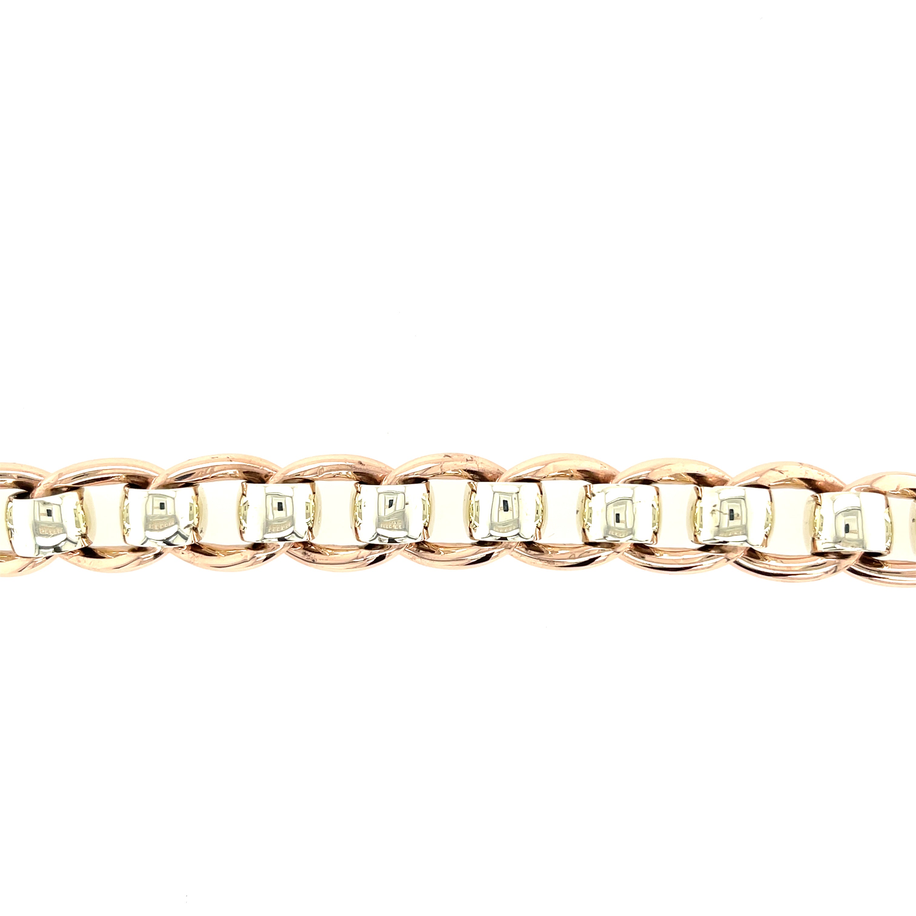9ct Yellow & Rose Gold 9" Heavy Rollerball Bracelet - 103.54g SOLD
