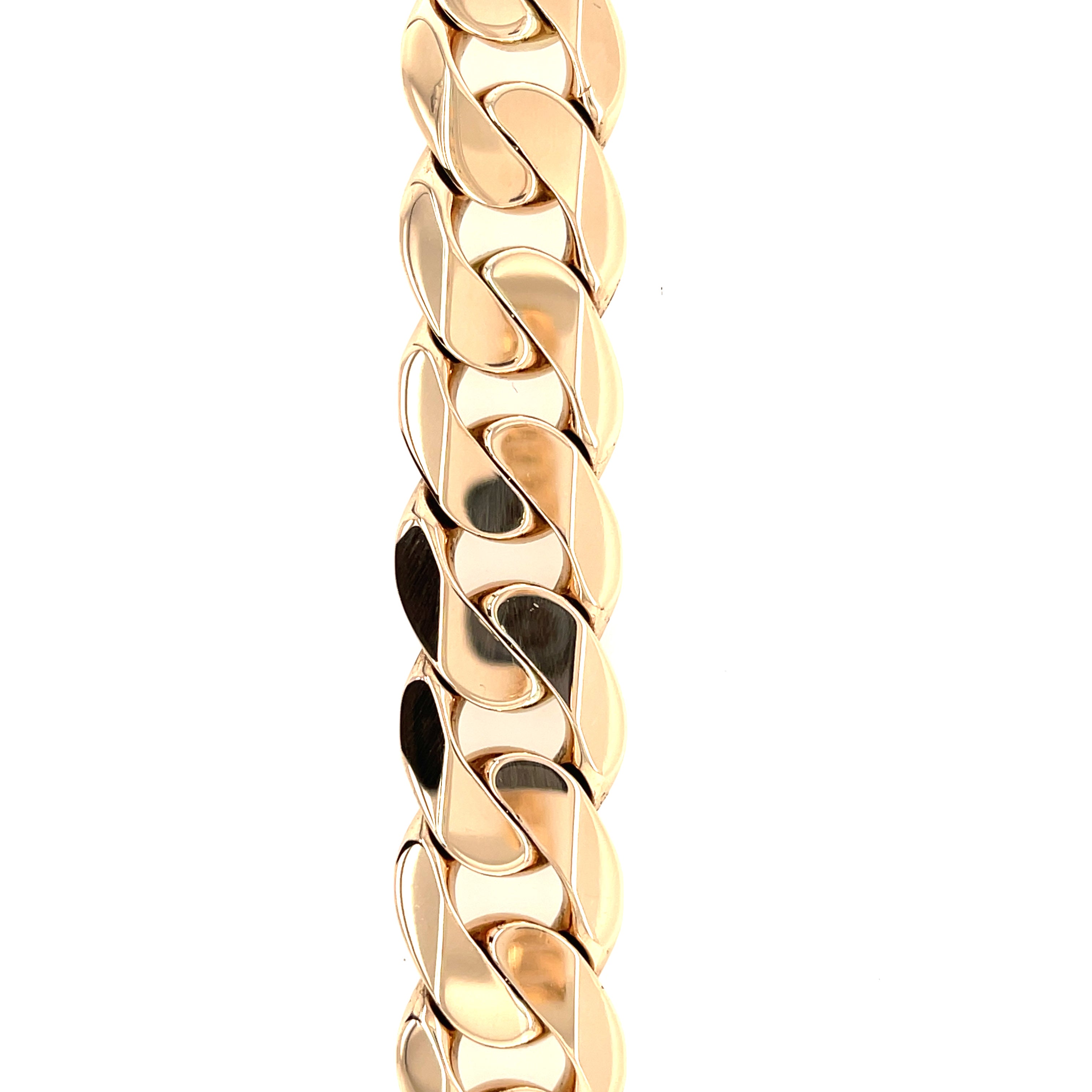 9ct Yellow Gold 9.5 Inch Heavy Curb Link Bracelet - 97.67g