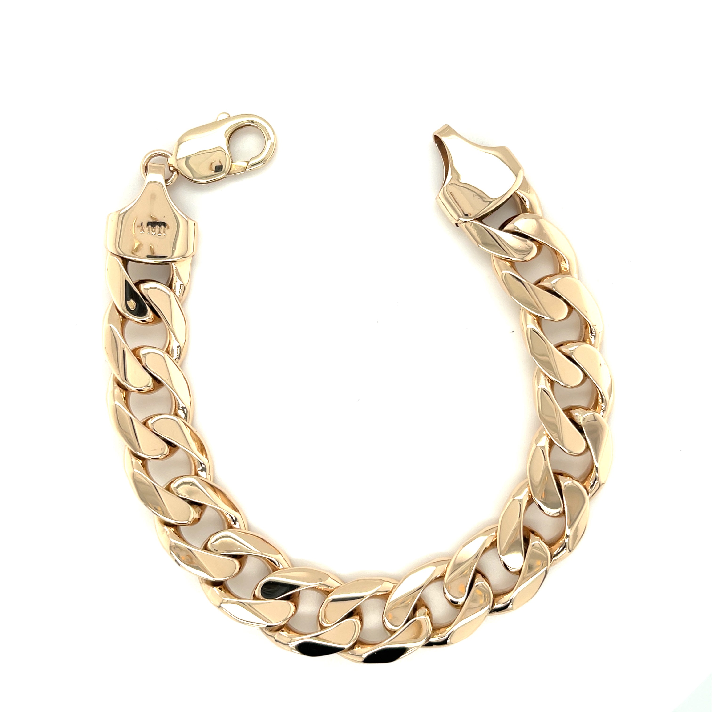 9ct Yellow Gold 8.5 Inch Classic Curb Link Bracelet - 68.00g