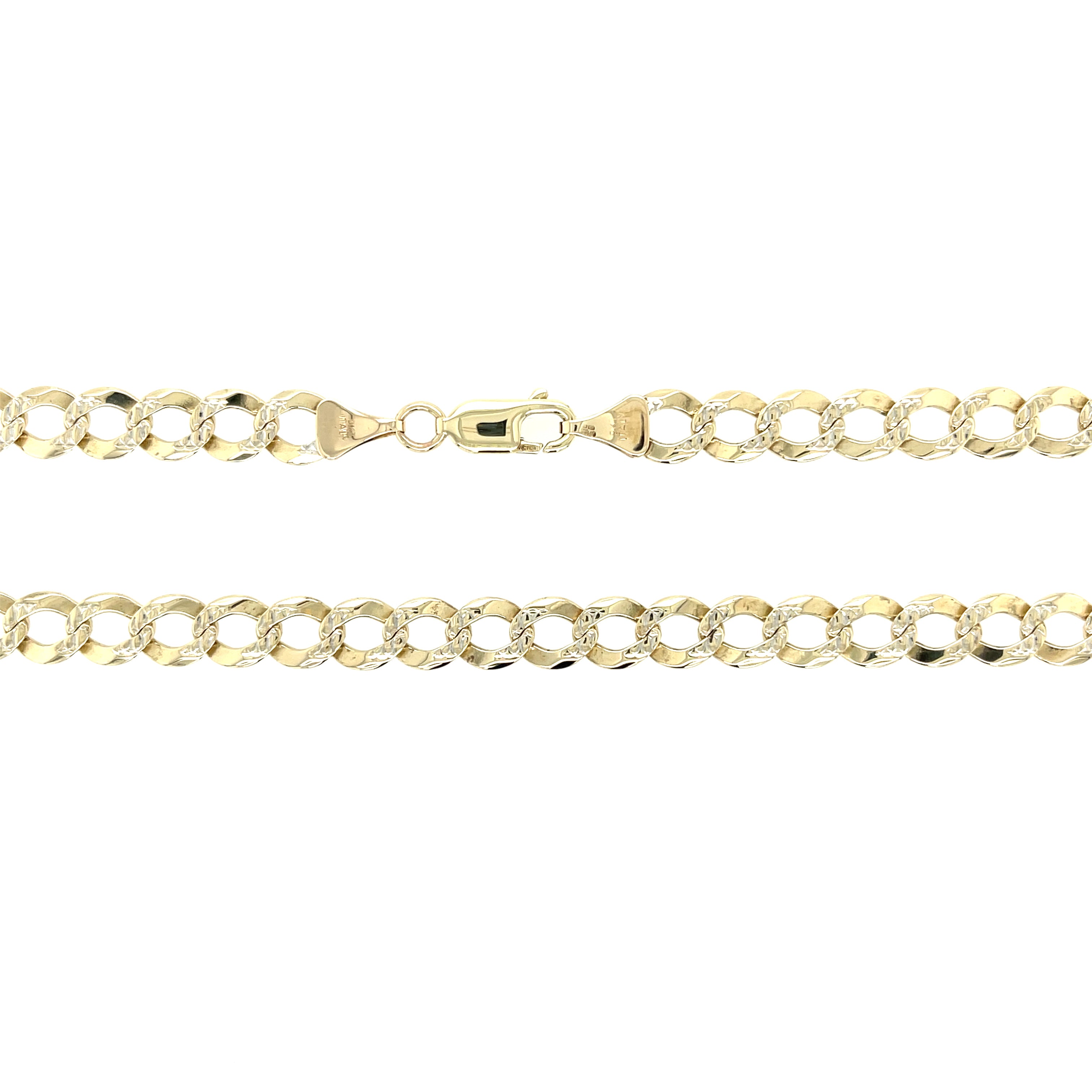 9ct Yellow & White Gold 24 Inch Frosted Link Curb Chain - 23.25g