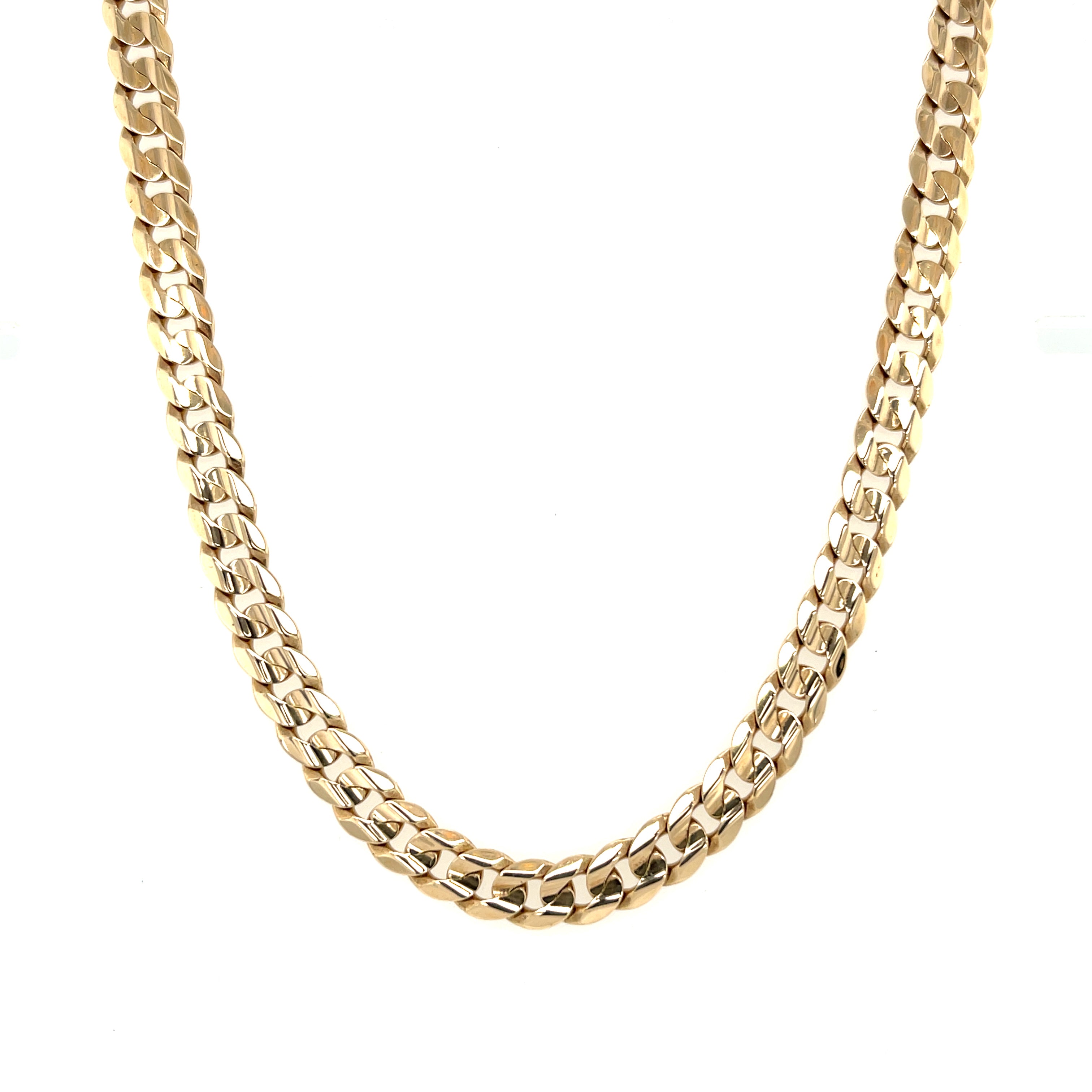 9ct Yellow Gold 22 Inch Grooved Curb Link Chain - 26.76g