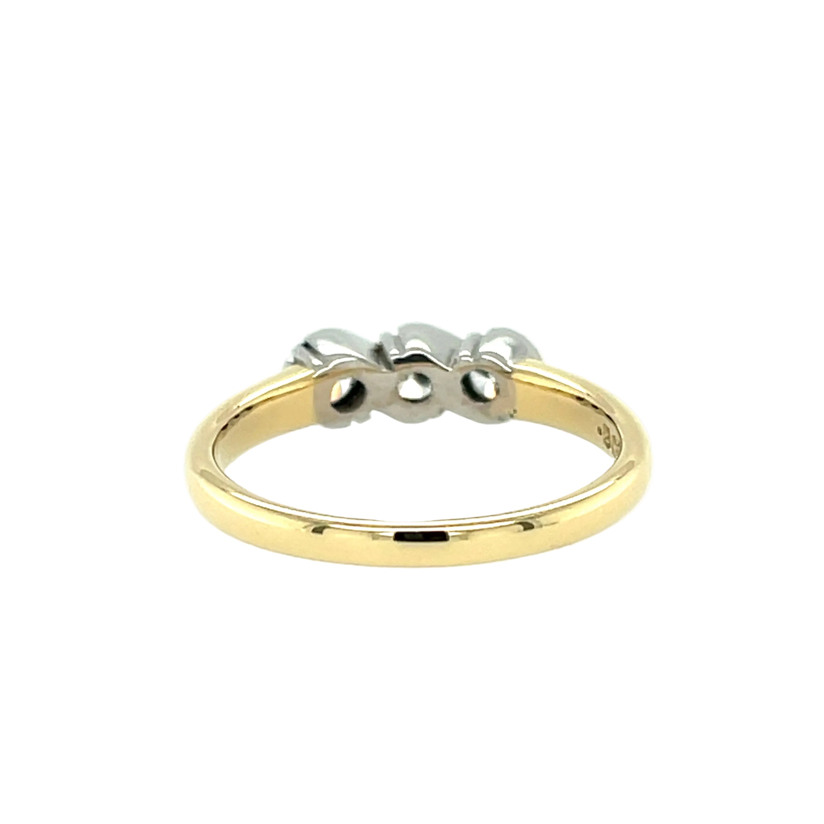 18ct Yellow Gold 0.50ct Round Brilliant Cut Diamond Three Stone Rubover Ring