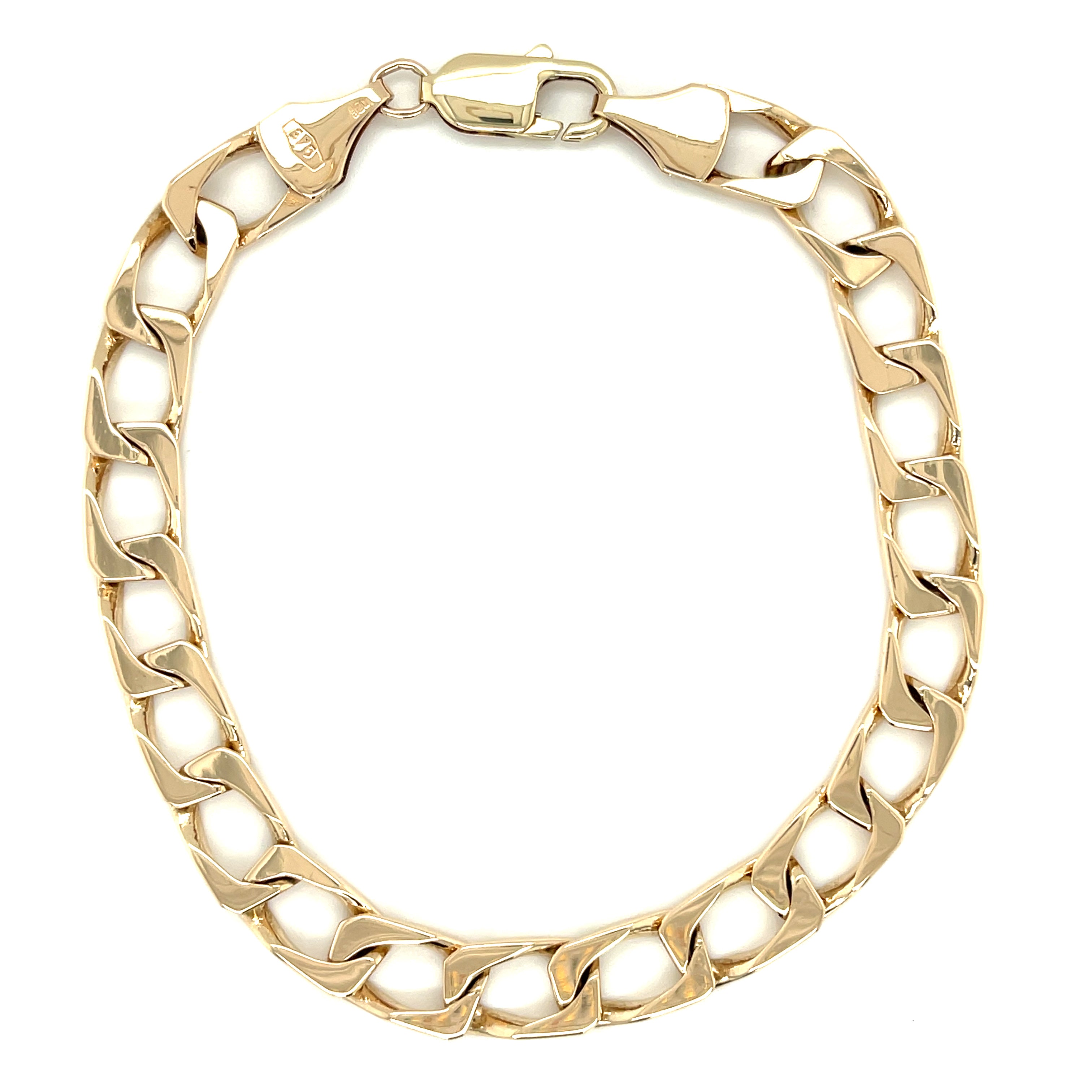 9ct Yellow Gold 8.5 Inch Square Curb Link Bracelet - 20.01g