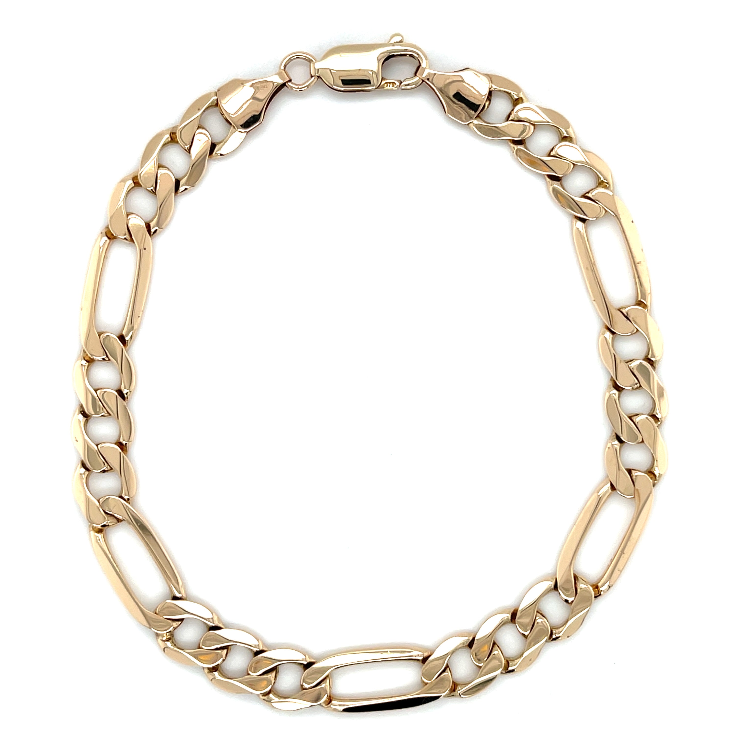 9ct Yellow Gold 8.5 Inch Figaro Link Bracelet - 10.47g