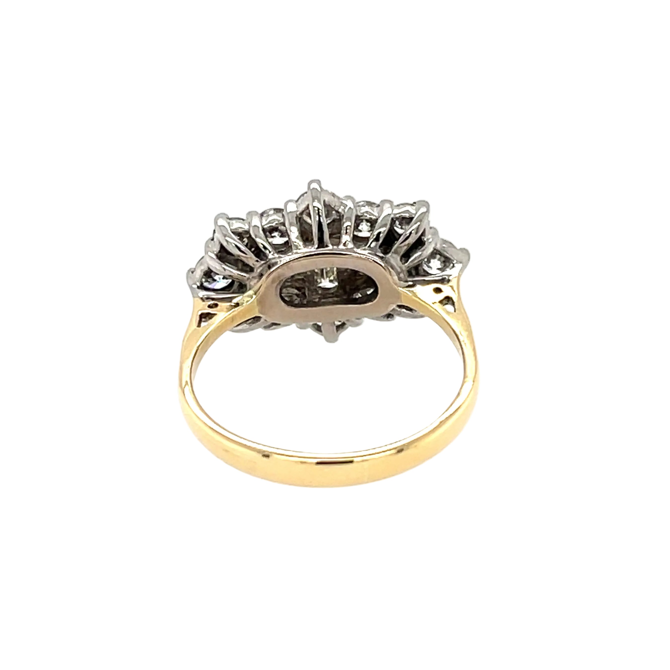 2.00ct Brilliant & Baguette Cut  Diamond Boat Cluster Ring 14ct Yellow Gold