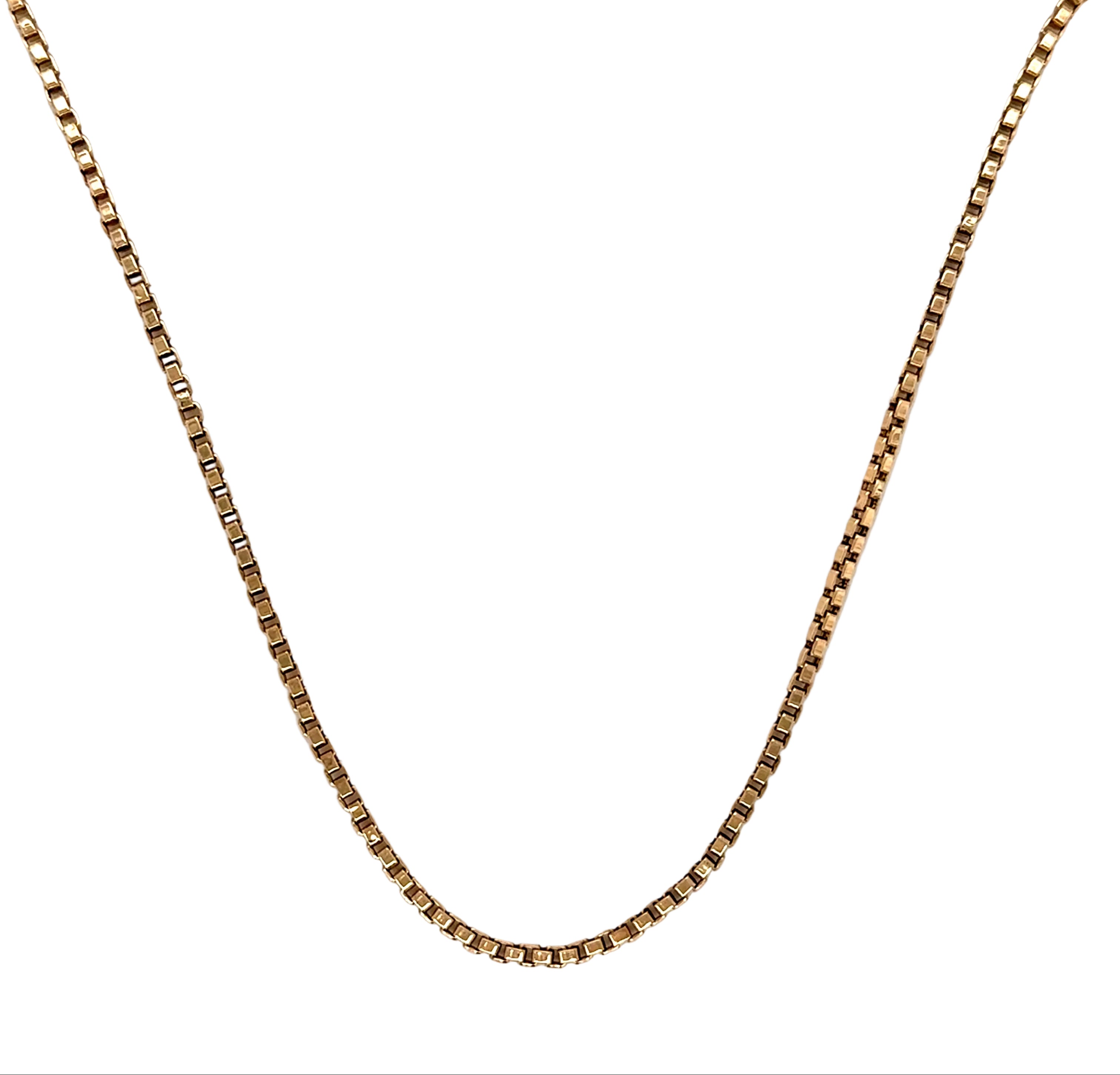 9ct Yellow Gold 20"/50cm Square Box Link Chain Necklace - 5.87g