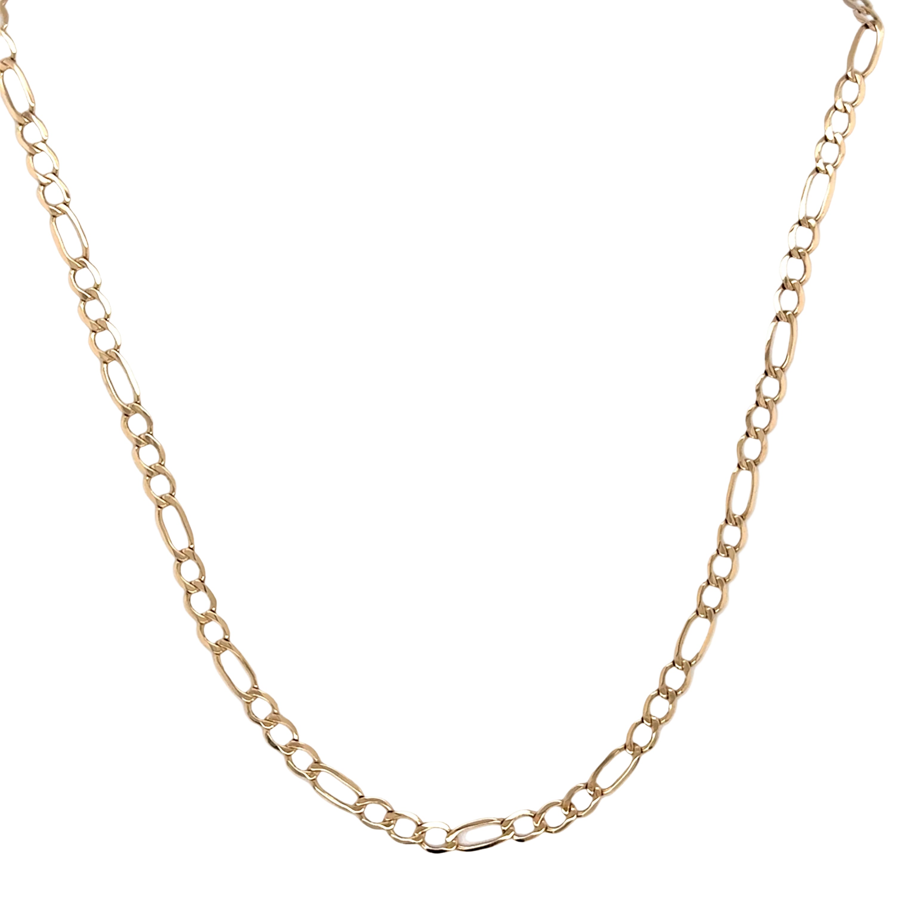 9ct Yellow Gold 22"/55cm Figaro Link Chain Necklace - 5.87g