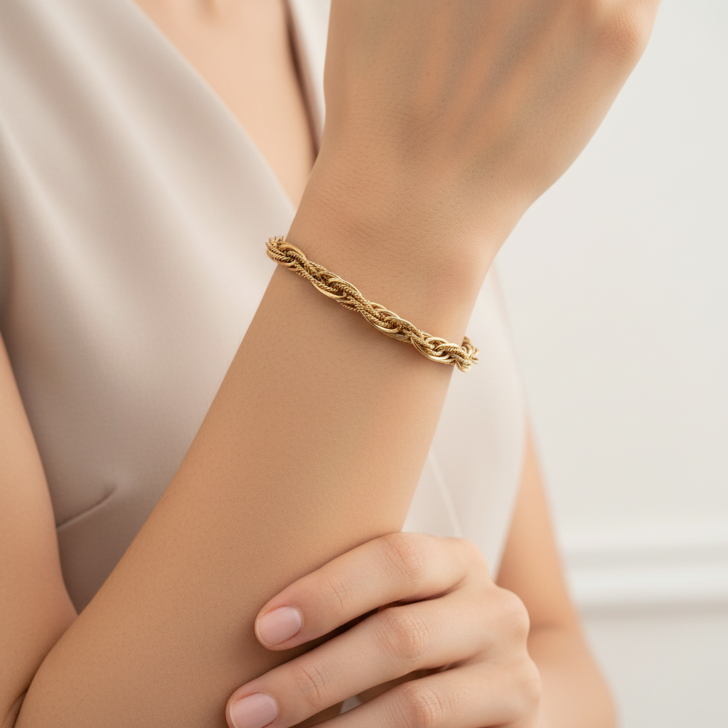 9ct Yellow Gold 7.5"/18.57cm Woven Link Bracelet - 9.20g