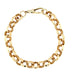 9ct Yellow Gold 7.5"/18.75cm Patterned & Polished Round Link Belcher Bracelet - 15.60g