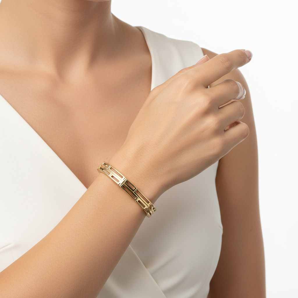 9ct Yellow Gold 7.5"/18.75cm Rectangular Link Bracelet - 10.39g