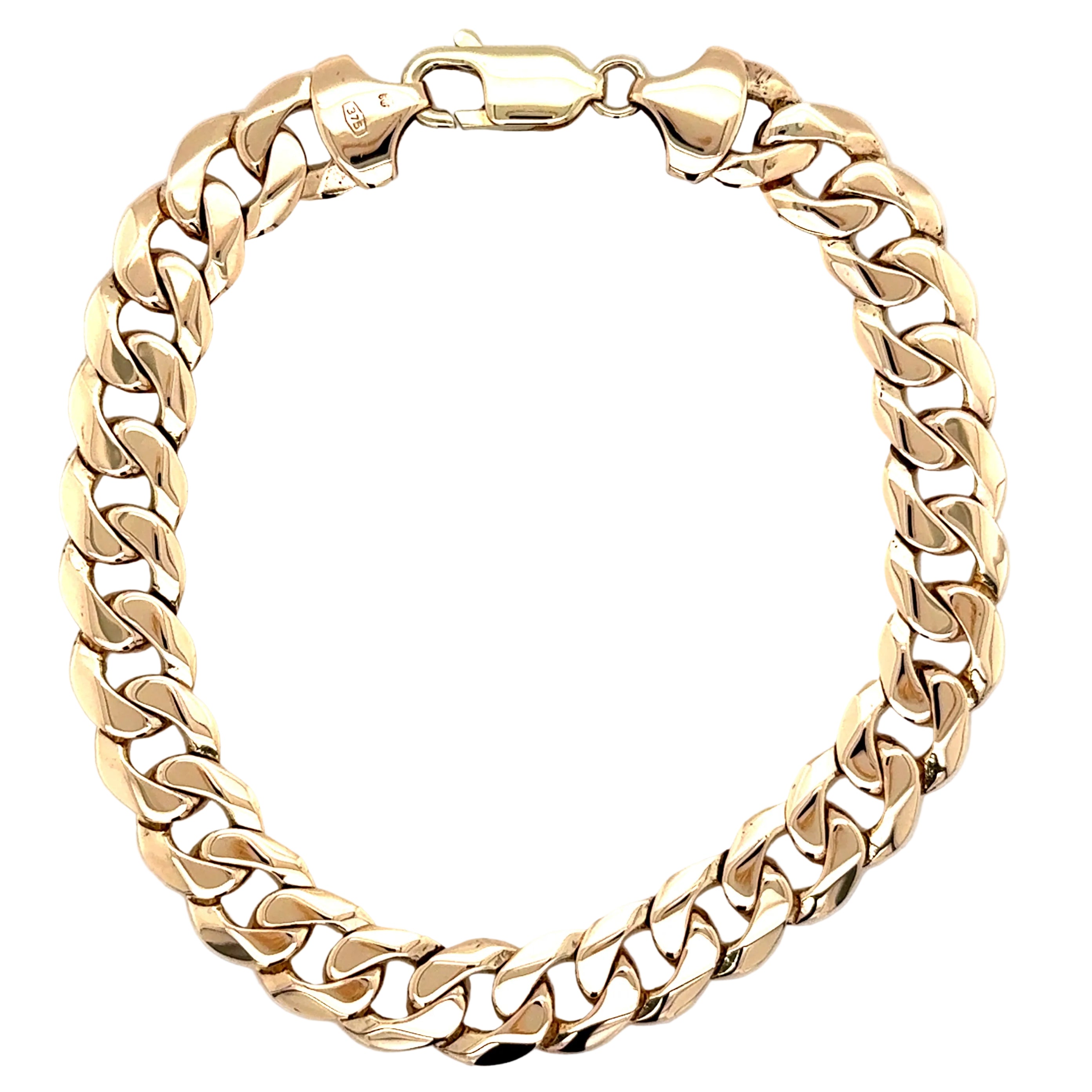 9ct Yellow Gold 8.5"/21.25cm Curb Link Bracelet - 28.02g
