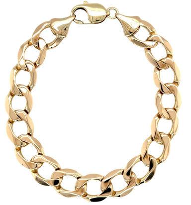 9ct Yellow Gold 8.5 Inch Classic Curb Link Bracelet - 25.85g