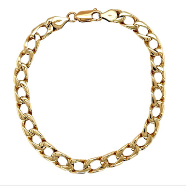 9ct Yellow Gold 9"/22.50cm Flat Edge Curb Link Bracelet - 18.05g