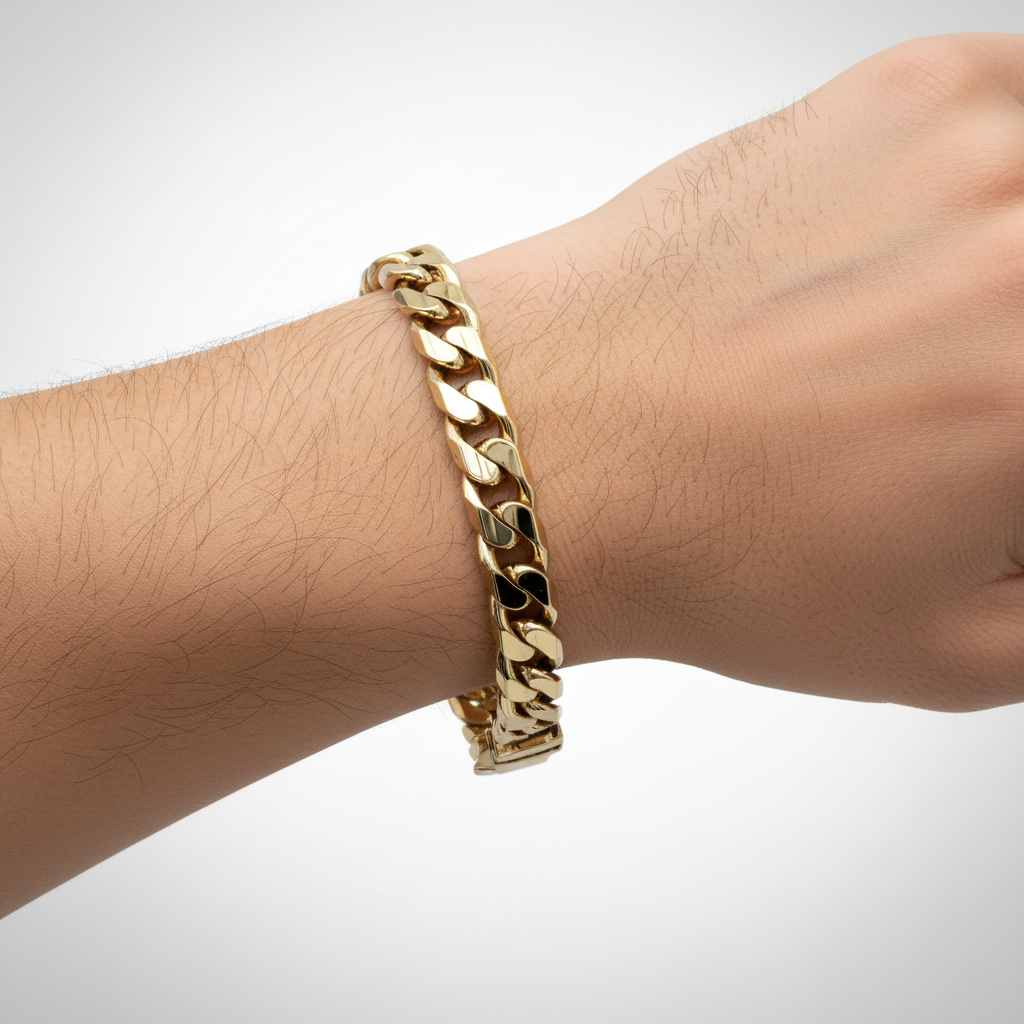 9ct Yellow Gold 9"/22.50cm Heavy Curb Link Bracelet - 66.50g