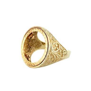 9ct Yellow Gold Half Sovereign Ring Mount Size T 1/2 - 6.22g