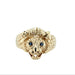 9ct Yellow Gold Lion Head Ring Sapphire Set Size Y 1/2