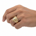 9ct Yellow Gold Lion Head Ring Sapphire Set Size Y 1/2
