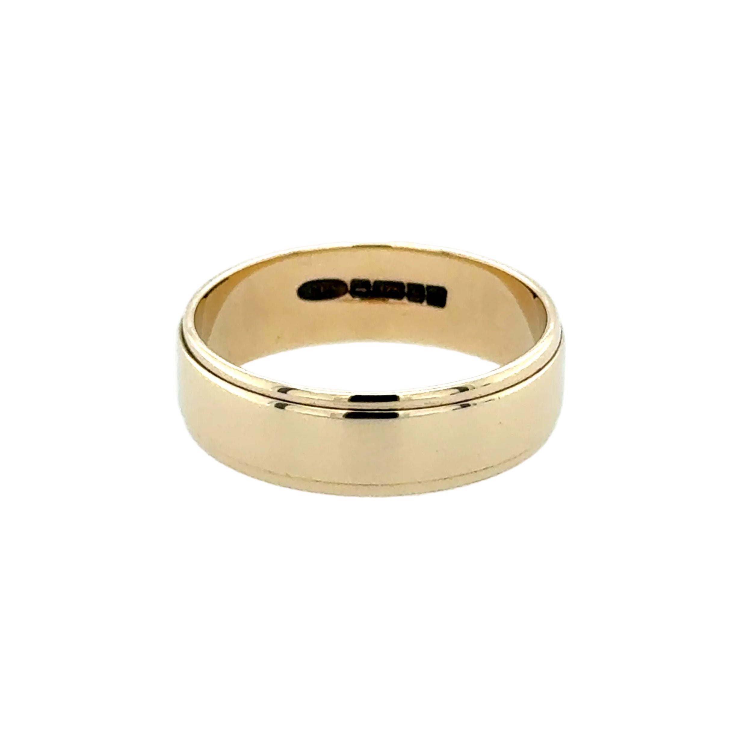 9ct Yellow Gold Vintage 6mm Wide Ridge Wedding Band Ring Size Q