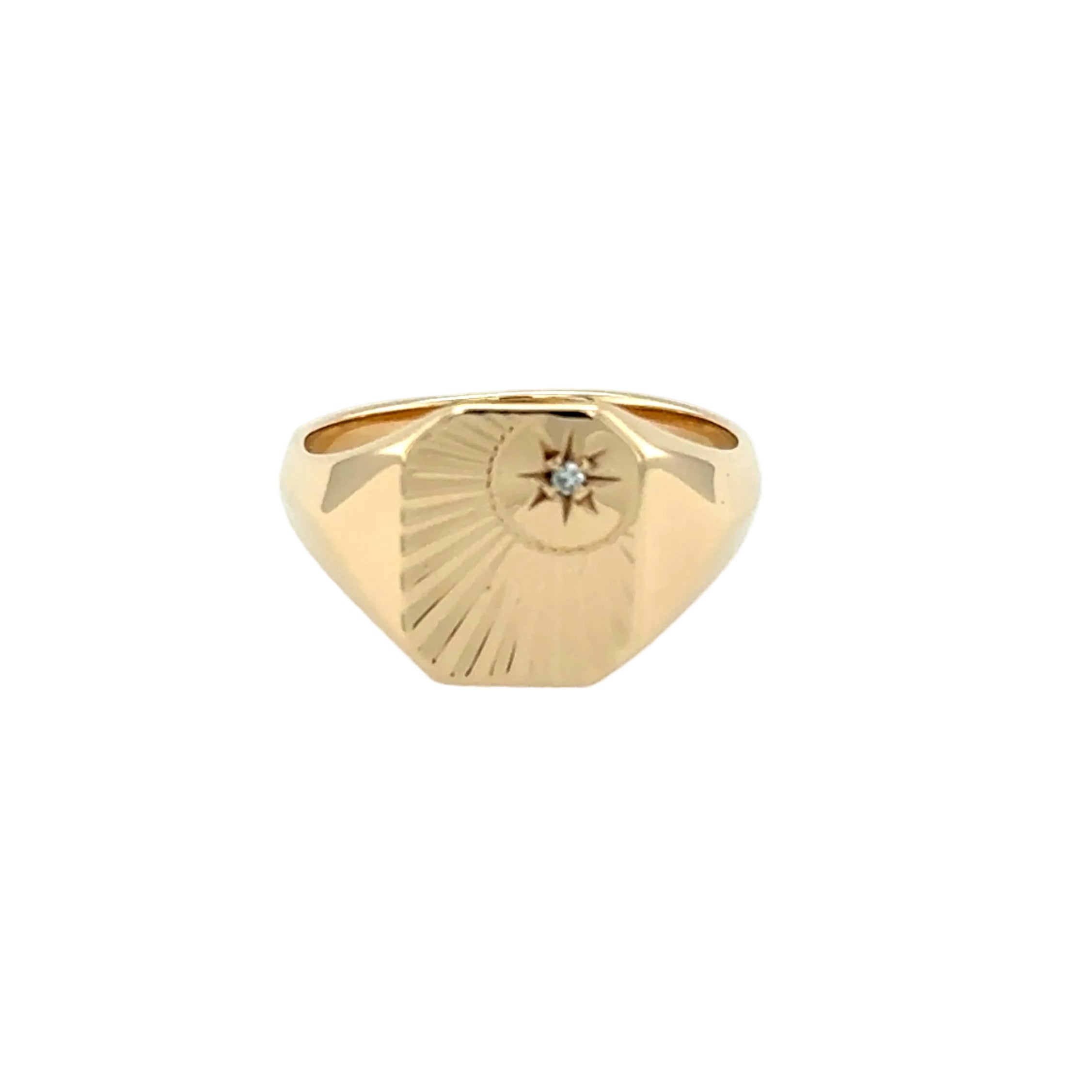 9ct Yellow Gold Vintage Diamond Set Rectangular Signet Ring London 1979