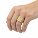 9ct Yellow Gold Vintage Heavyweight Bark Effect Square Signet Ring London 1972