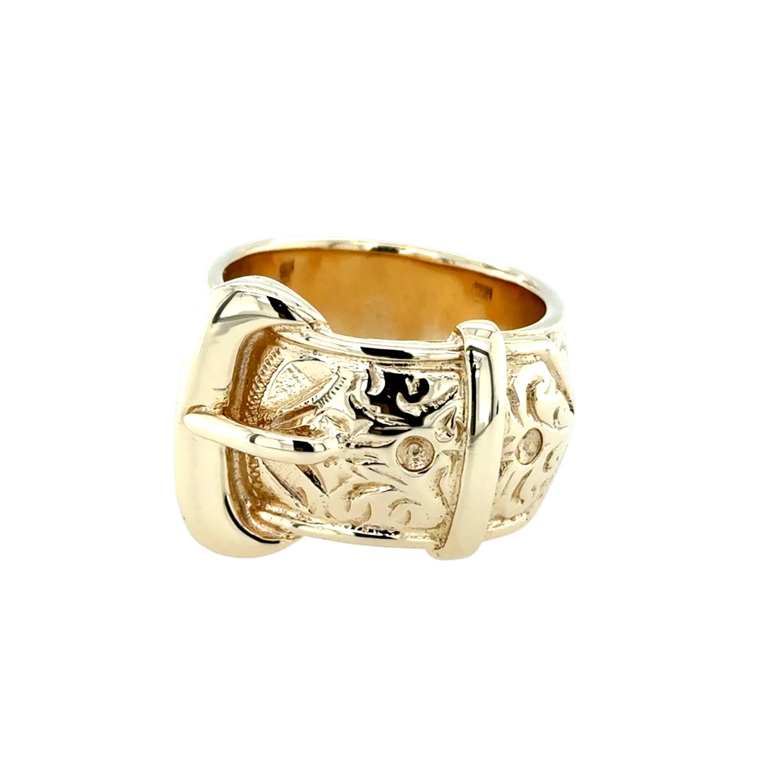 9ct Yellow Gold Vintage Heavyweight Belt Buckle Ring London 1988