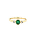 Emerald & Diamond Three Stone Ring 18ct Yellow Gold London 1994