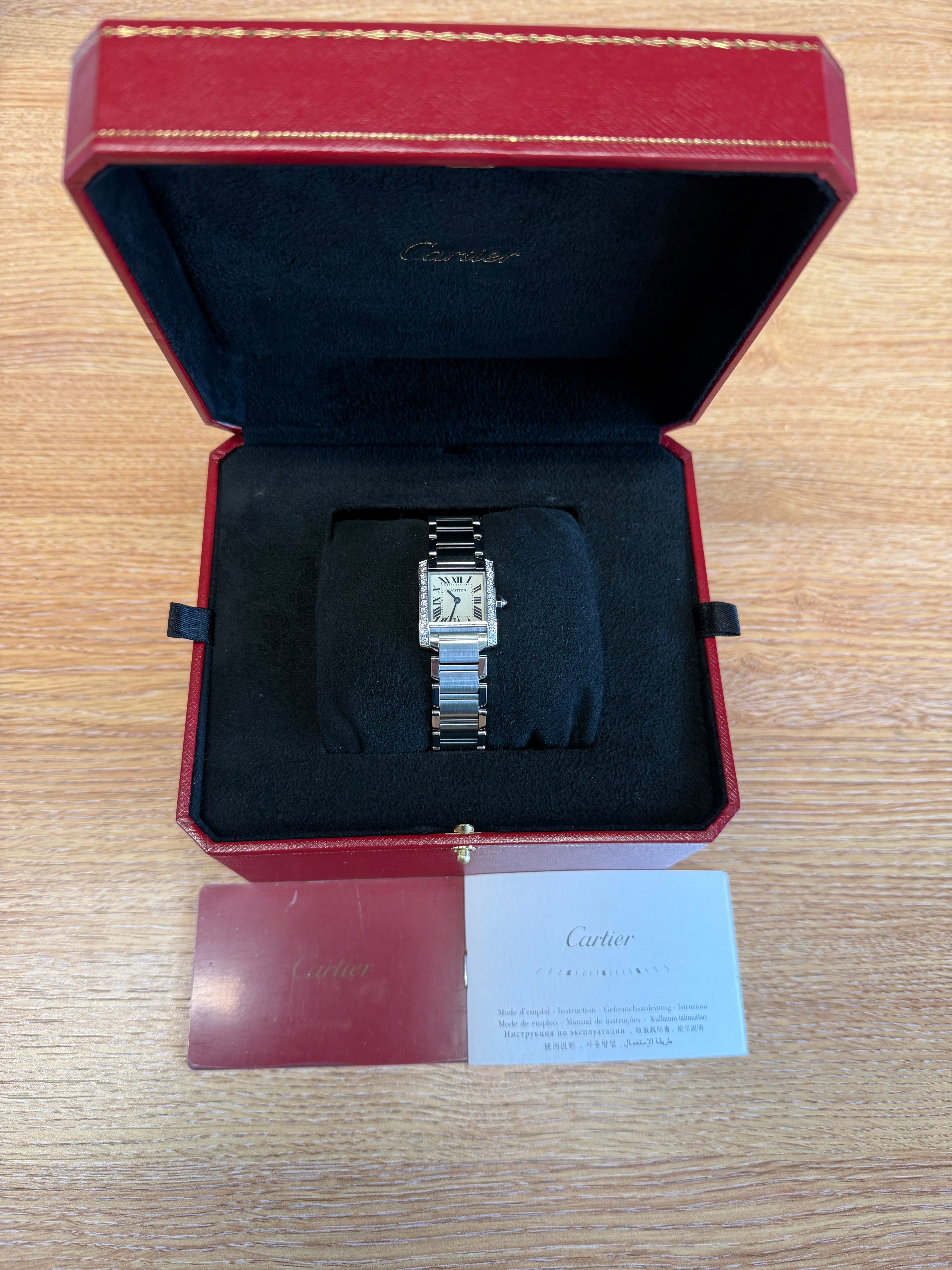 CARTIER Tank Francaise W4TA0008 Diamond Watch Small Model Quartz