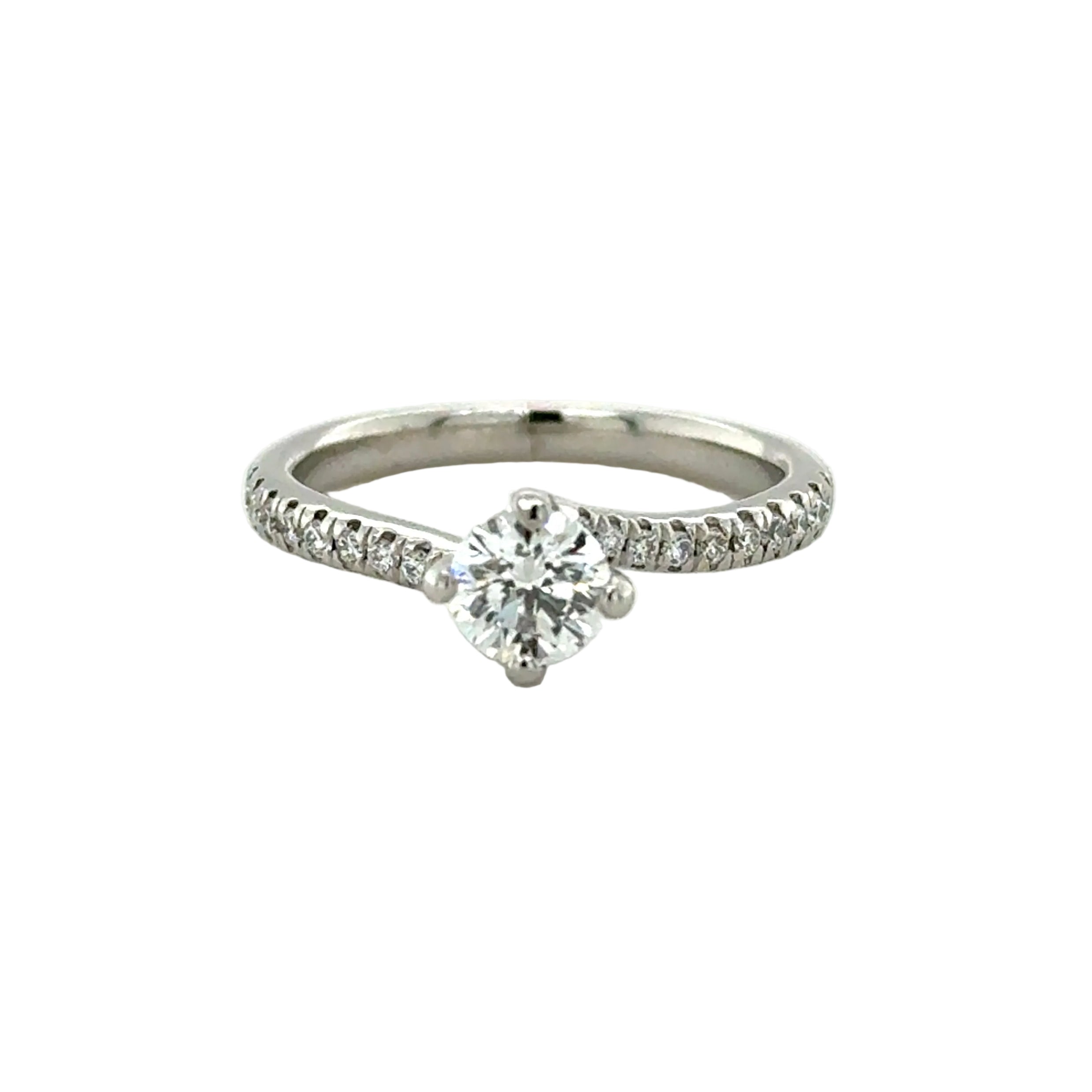 Platinum 0.52ct Round Brilliant Cut Diamond Single Stone Twist Ring GIA Certified