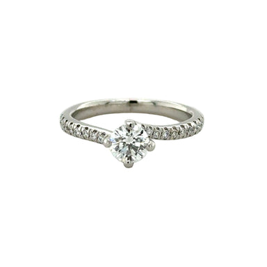 Platinum 0.52ct Round Brilliant Cut Diamond Single Stone Twist Ring GIA Certified