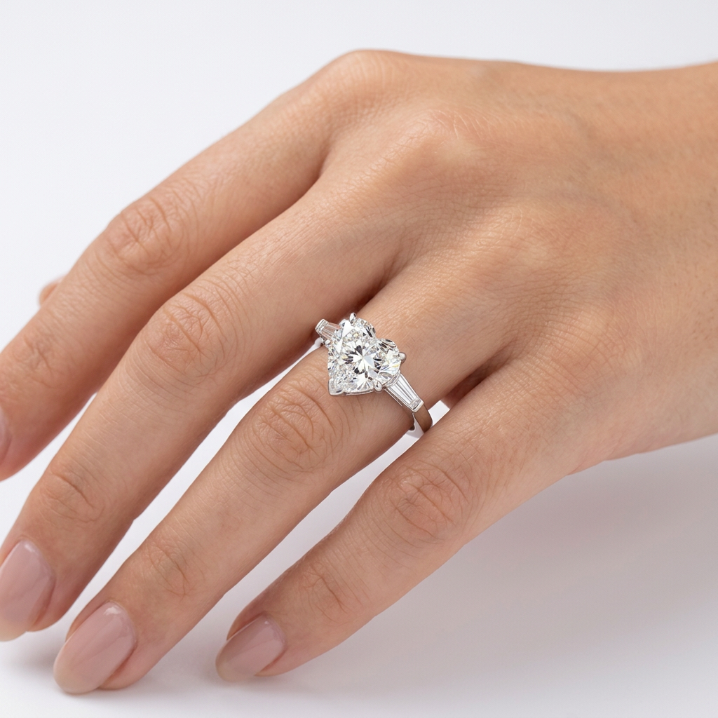 Platinum 3.01ct Heart Brilliant Cut Natural Diamond Single Stone Ring G SI2