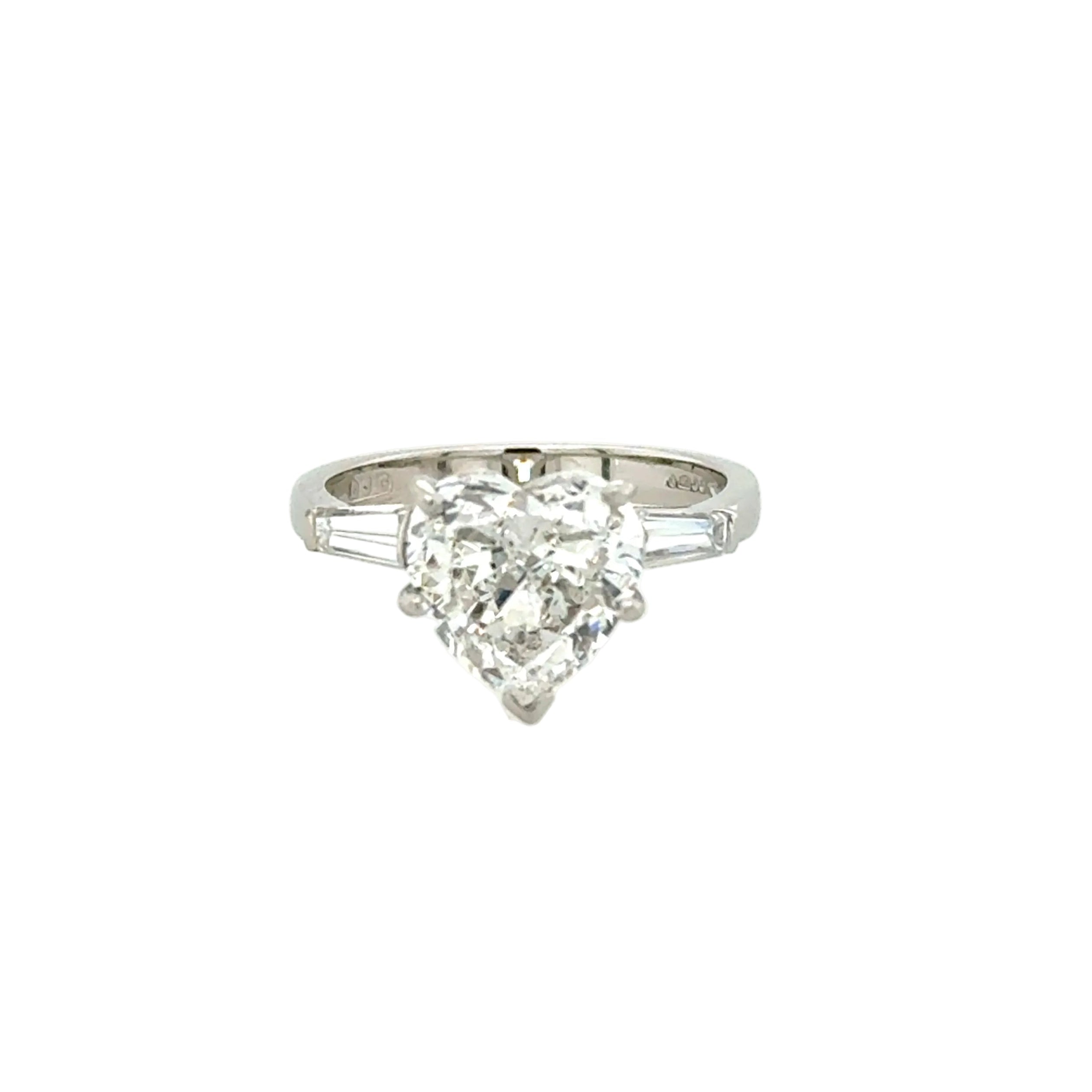 Platinum 3.01ct Heart Brilliant Cut Natural Diamond Single Stone Ring G SI2