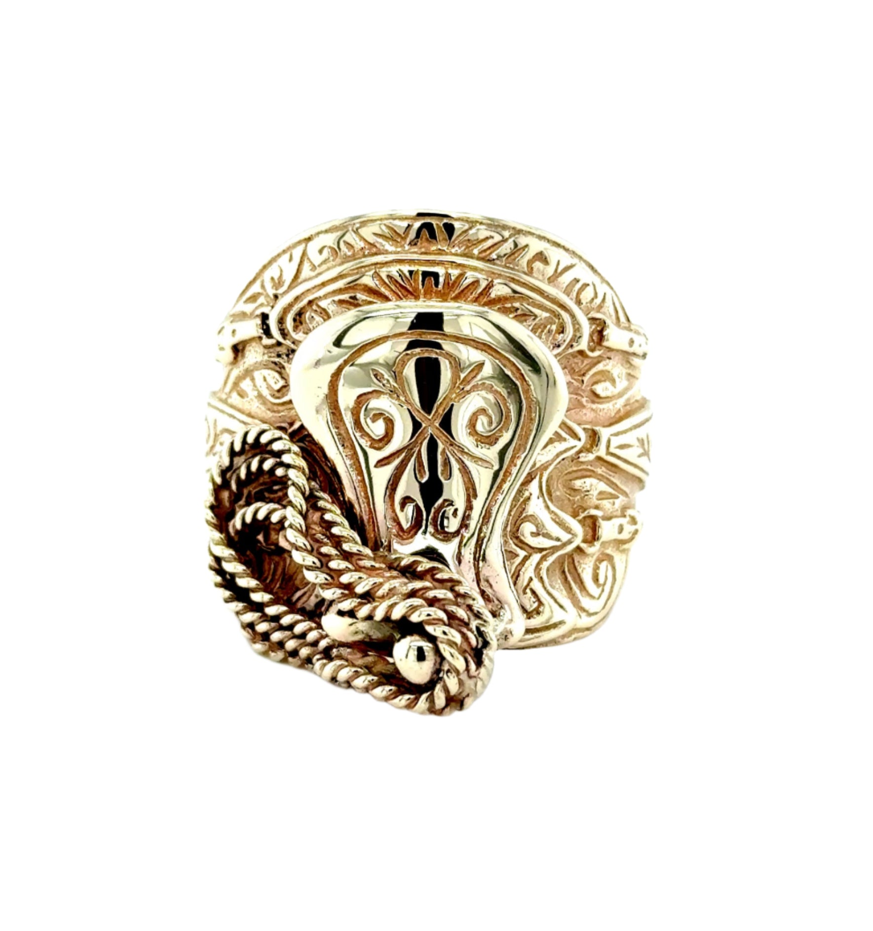 9ct Yellow Gold Large Heavyweight Saddle Ring Size Z - 33.55g