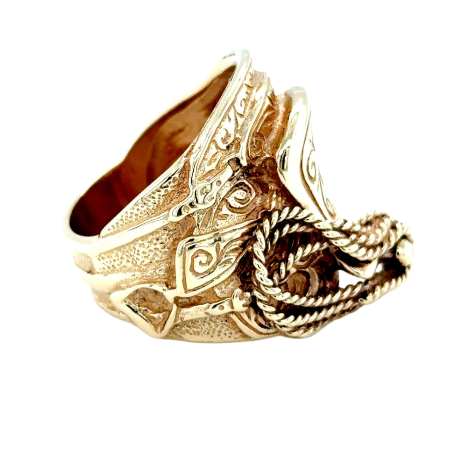 9ct Yellow Gold Large Heavyweight Saddle Ring Size Z - 33.55g