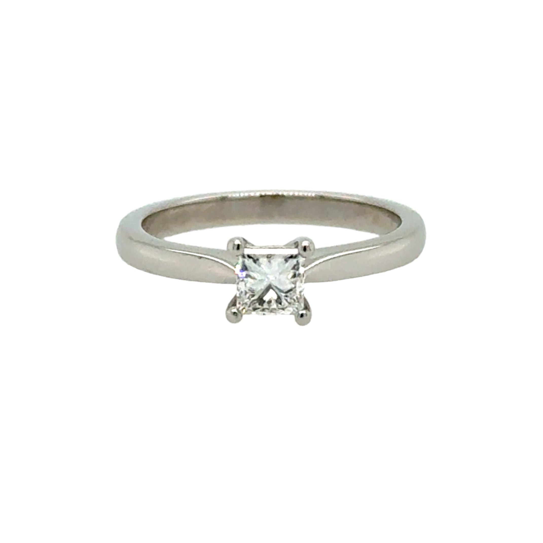 Platinum 0.40ct Princess Cut Diamond Solitaire Ring F VS2