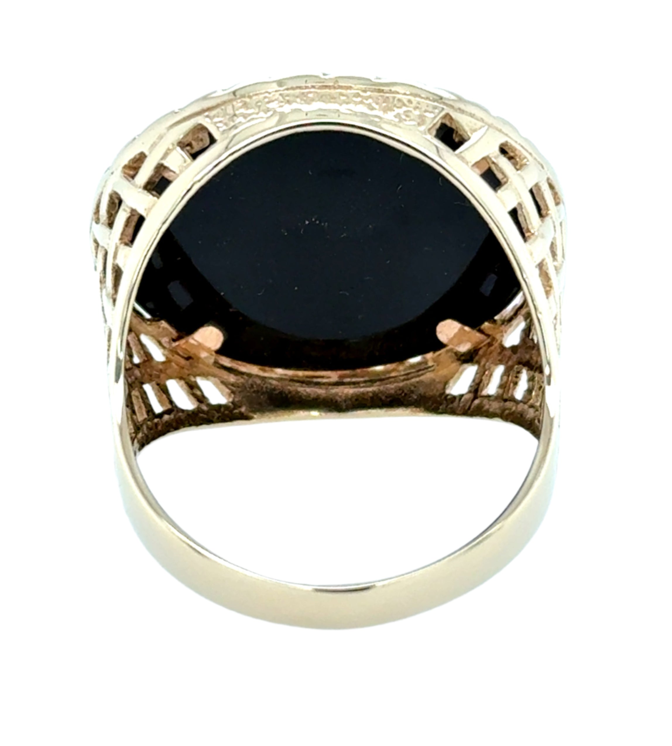 9ct Yellow Gold Black Onyx Disc Ring Size V SOLD