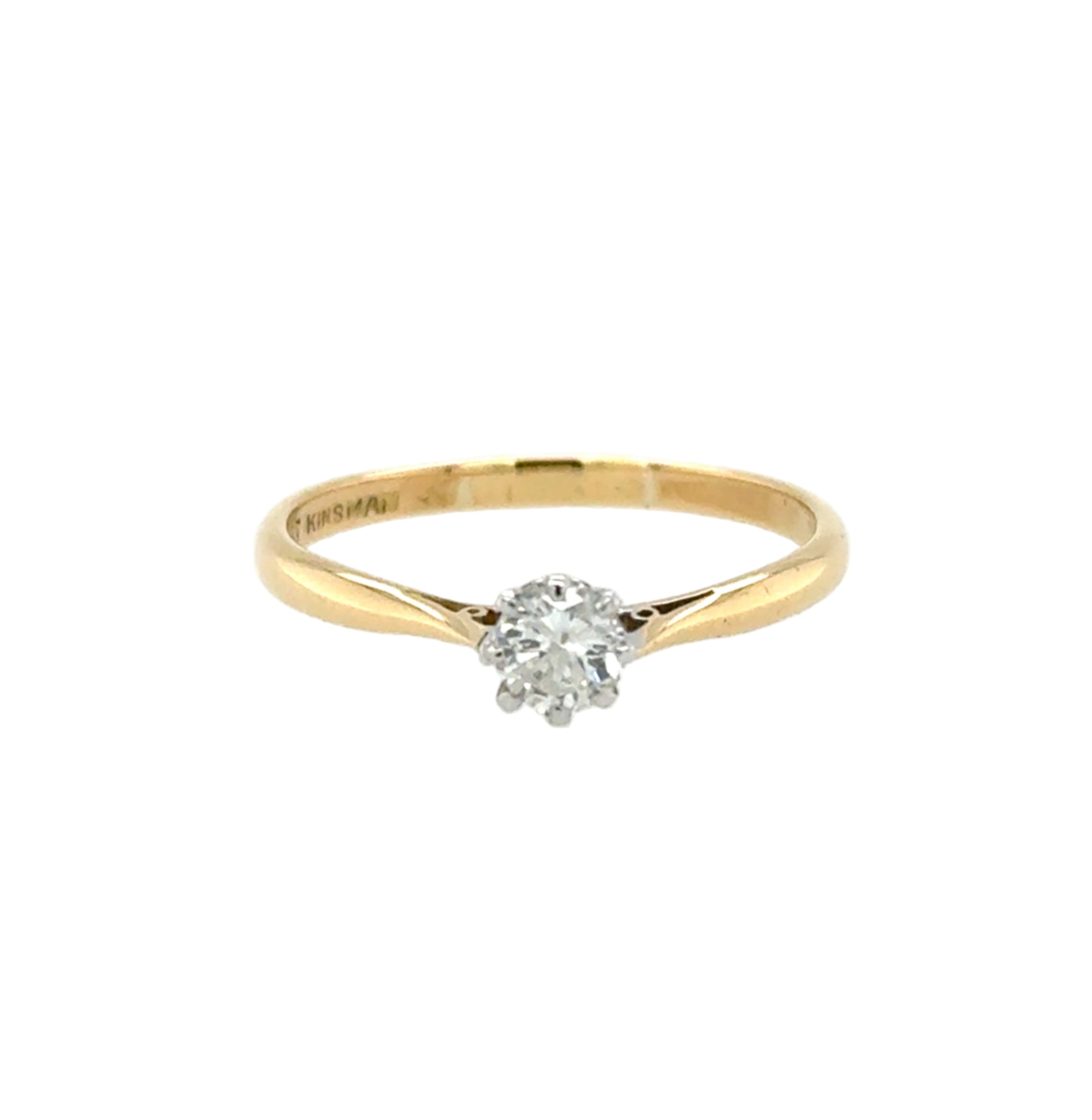 Vintage 0.33ct Round Brilliant Cut Diamond Solitaire Ring 18ct Yellow Gold & Platinum